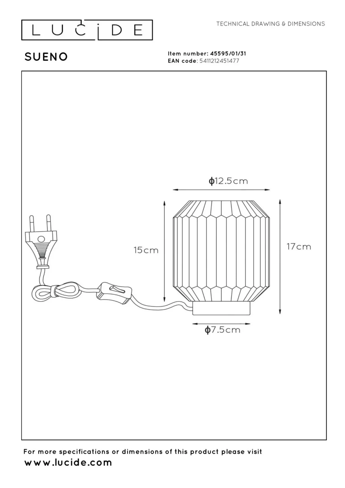 Lucide SUENO - Stolnu00e1 lampa - u00d8 13 cm - 1xE14 - biela
