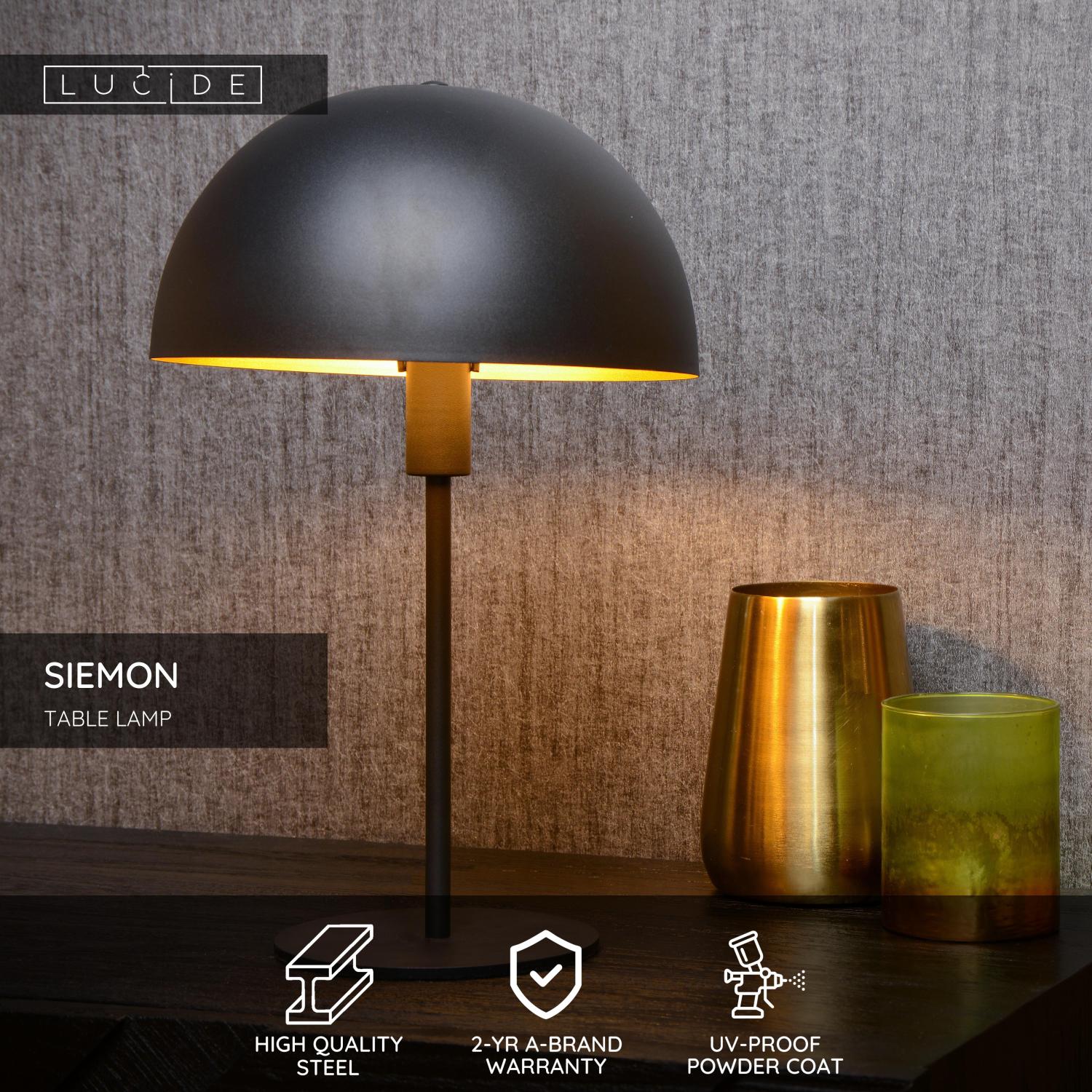Lucide SIEMON - Stolnu00e1 lampa - u00d8 25 cm - 1xE14 - u010dierna