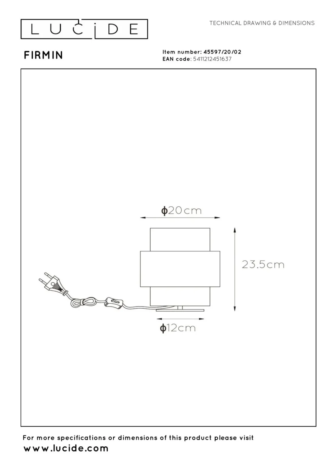 Lucide FIRMIN - Stolnu00e1 lampa - u00d8 20 cm - 1xE27 - Matt Gold / Brass