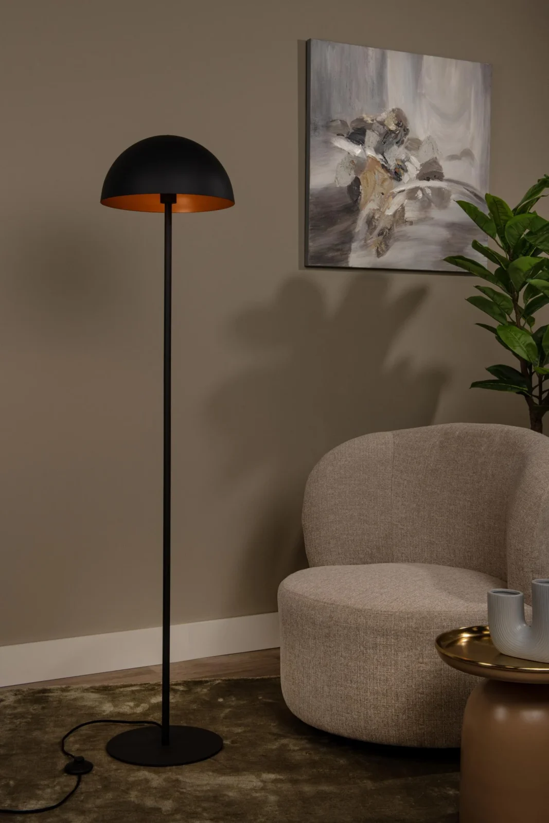 Lucide SIEMON - Stojaca lampa - u00d8 35 cm - 1xE27 - u010dierna