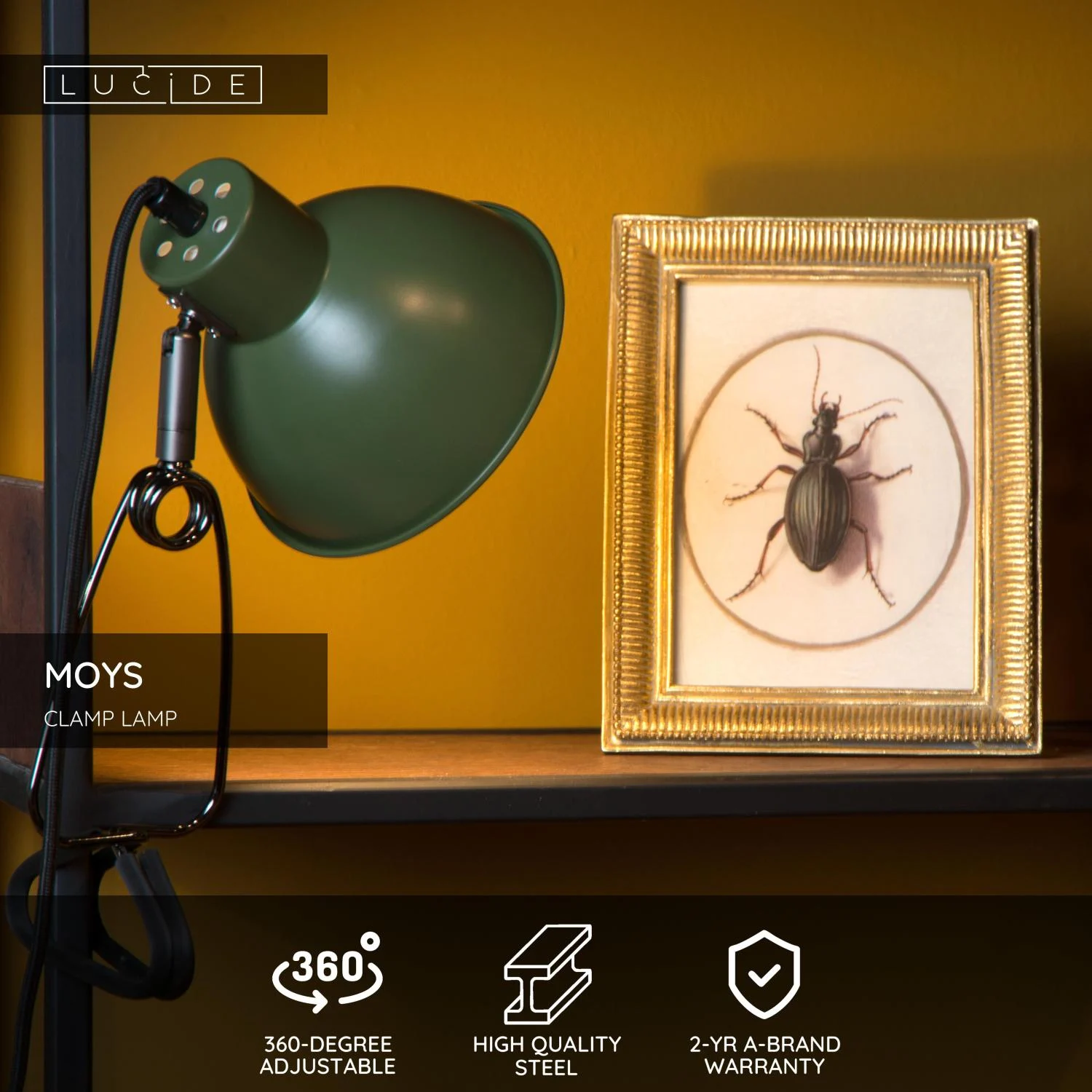 Lucide MOYS - svorkovu00e1 lampa - 1xE27 - zelenu00e1