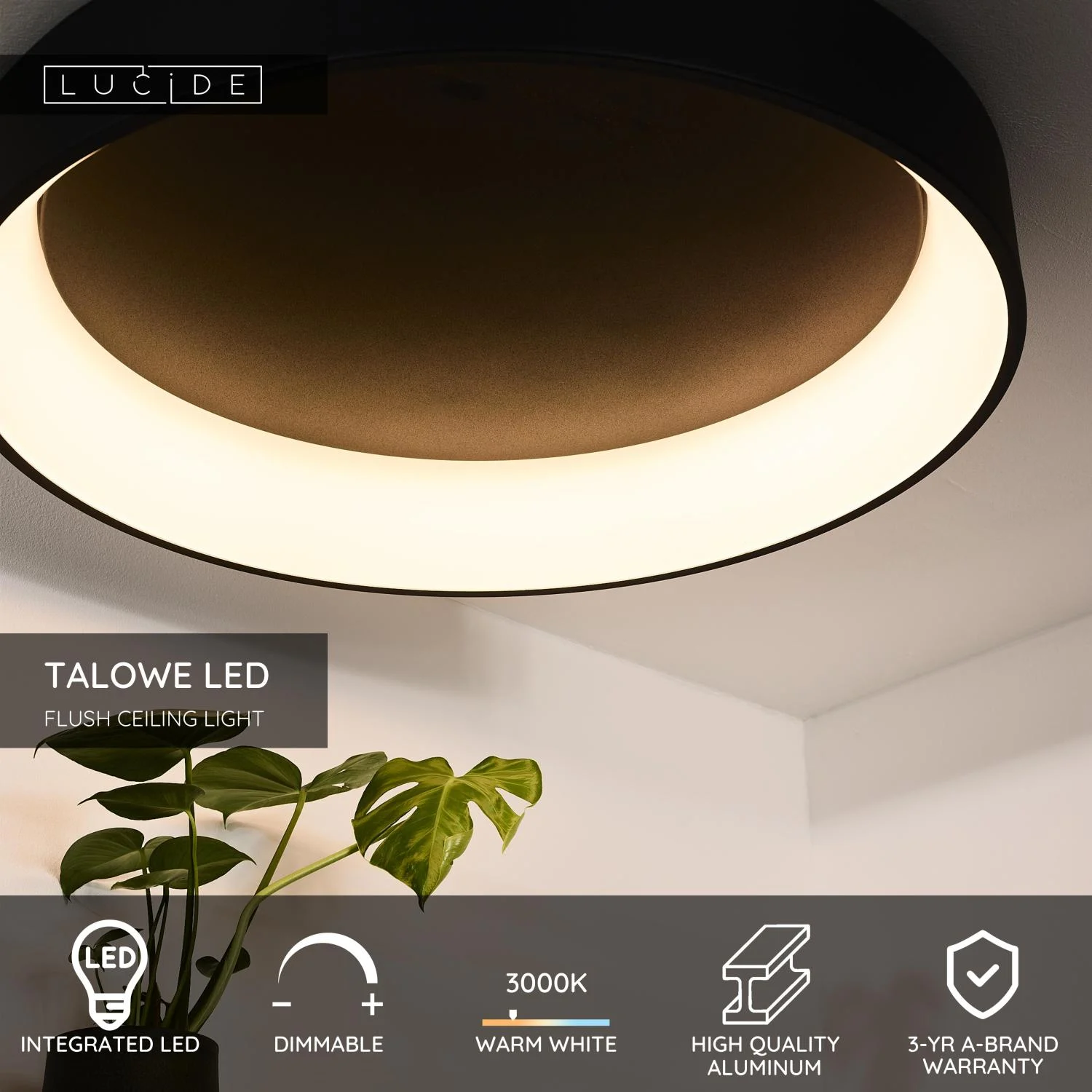 Lucide TALOWE LED - Zapustenu00e9 stropnu00e9 svetlo - u00d8 80 cm - LED tlmenu00e9 - 1x80W 3000K - u010dierne