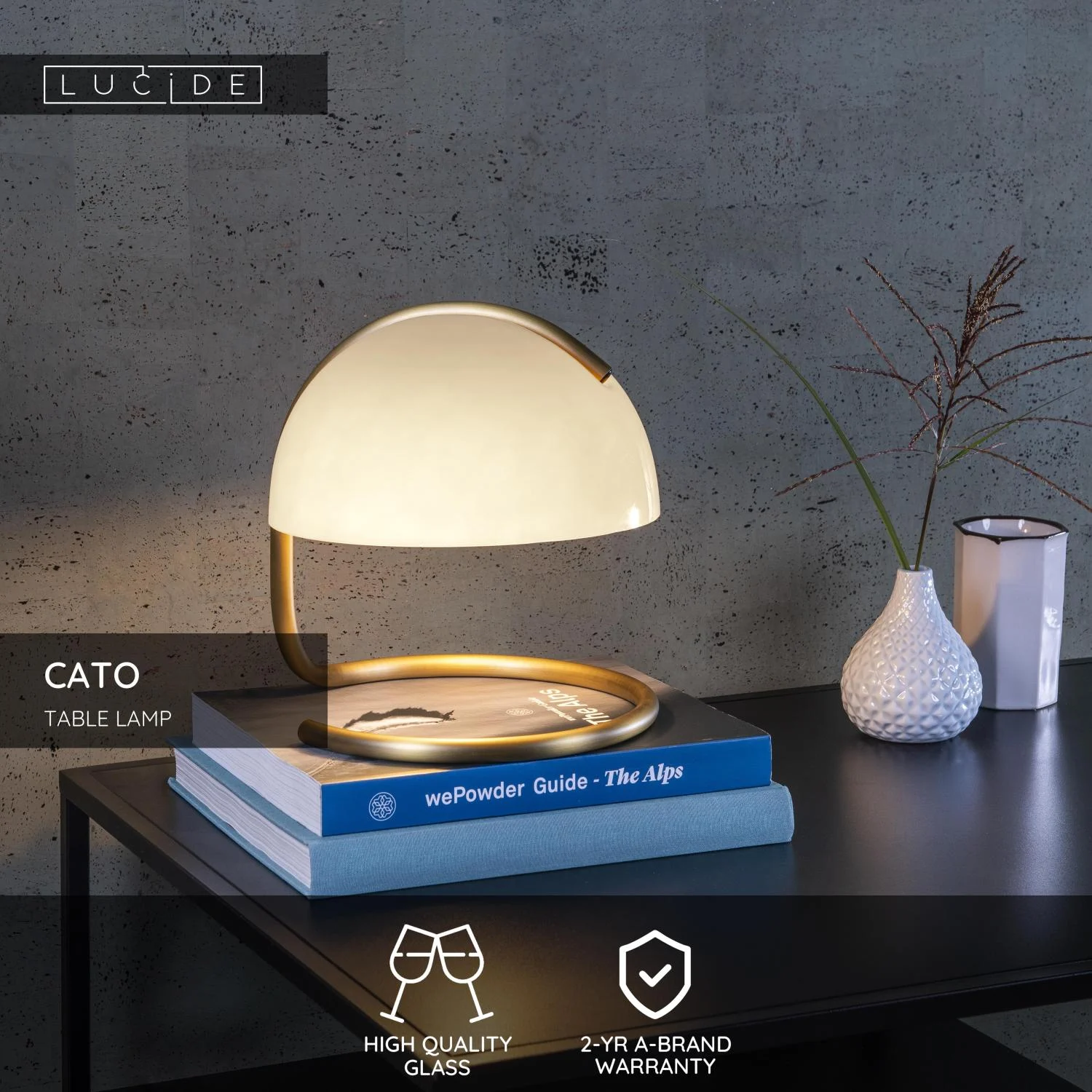 Lucide CATO - Stolnu00e1 lampa - u00d8 23,5 cm - 1xE27 - biela