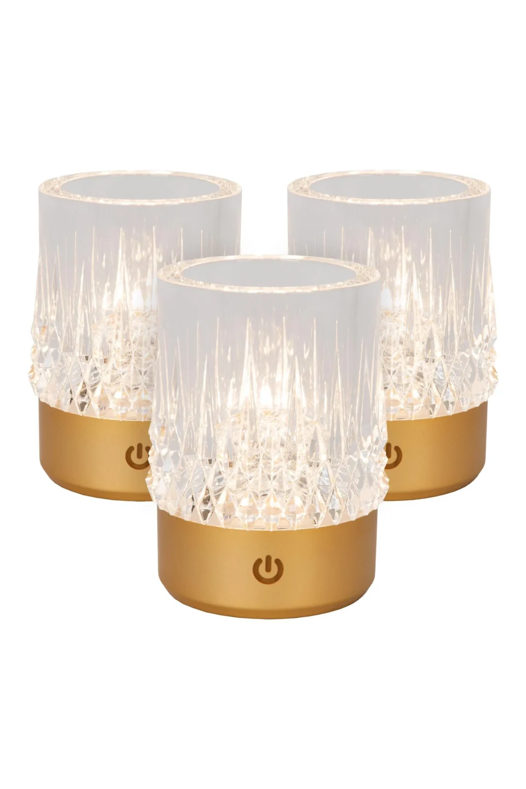 Lucide LILY - Nabu00edjateu013enu00e1 stolnu00e1 lampa - Batu00e9riovu00fd balu00edk - u00d8 8 cm - LED 3 StepDim - 1x3W 2700K/3000K - Matt Gold / Brass - Sada 3