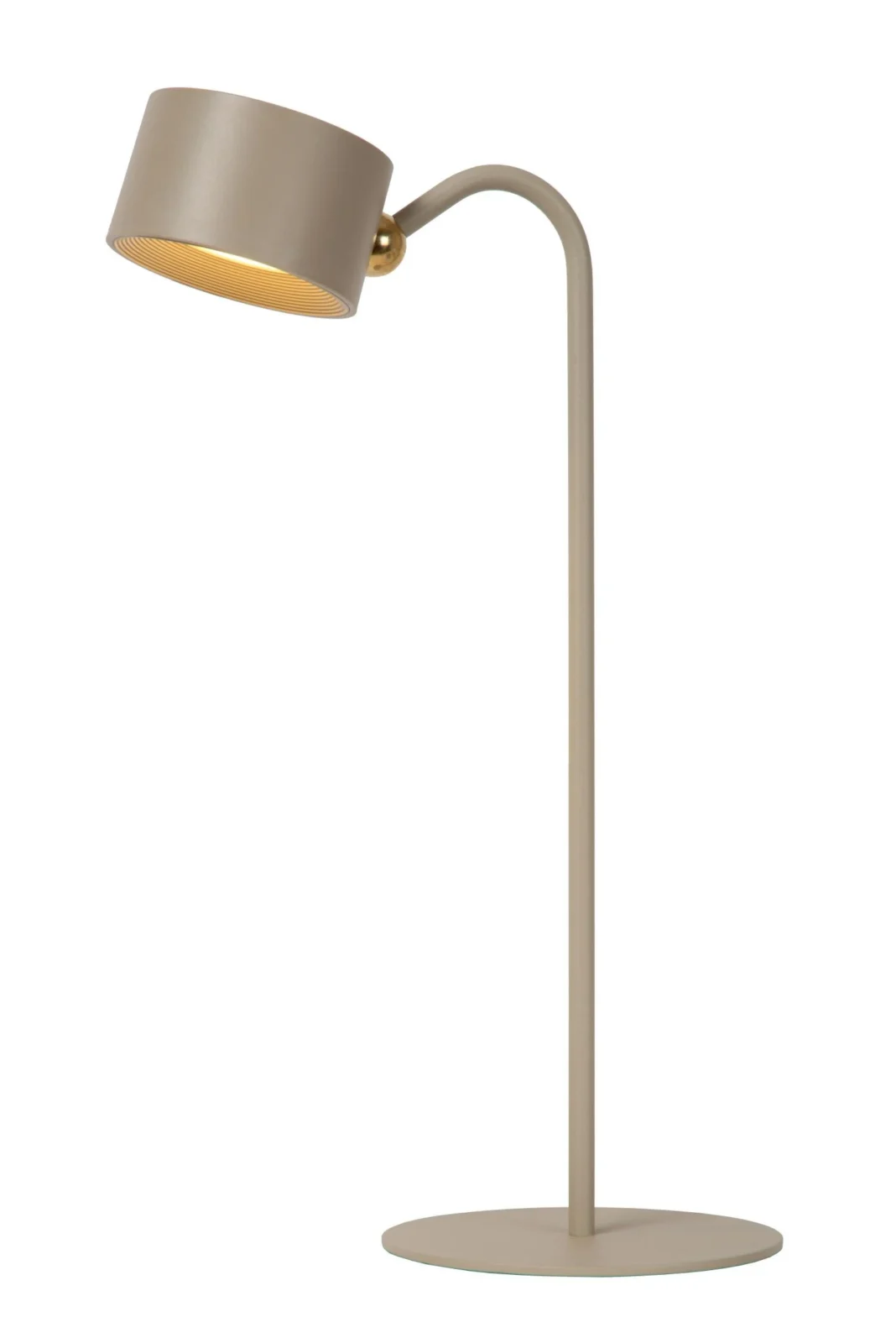 Lucide JOLAN - Nabu00edjateu013enu00e1 stolnu00e1 lampa/svorkovu00e1 lampa/nu00e1stennu00e1 lampa - Batu00e9riovu00fd balu00edk - LED Slabu00e9 na teplu00e9 - 1x3,5W 2700K/5700K - Taupe