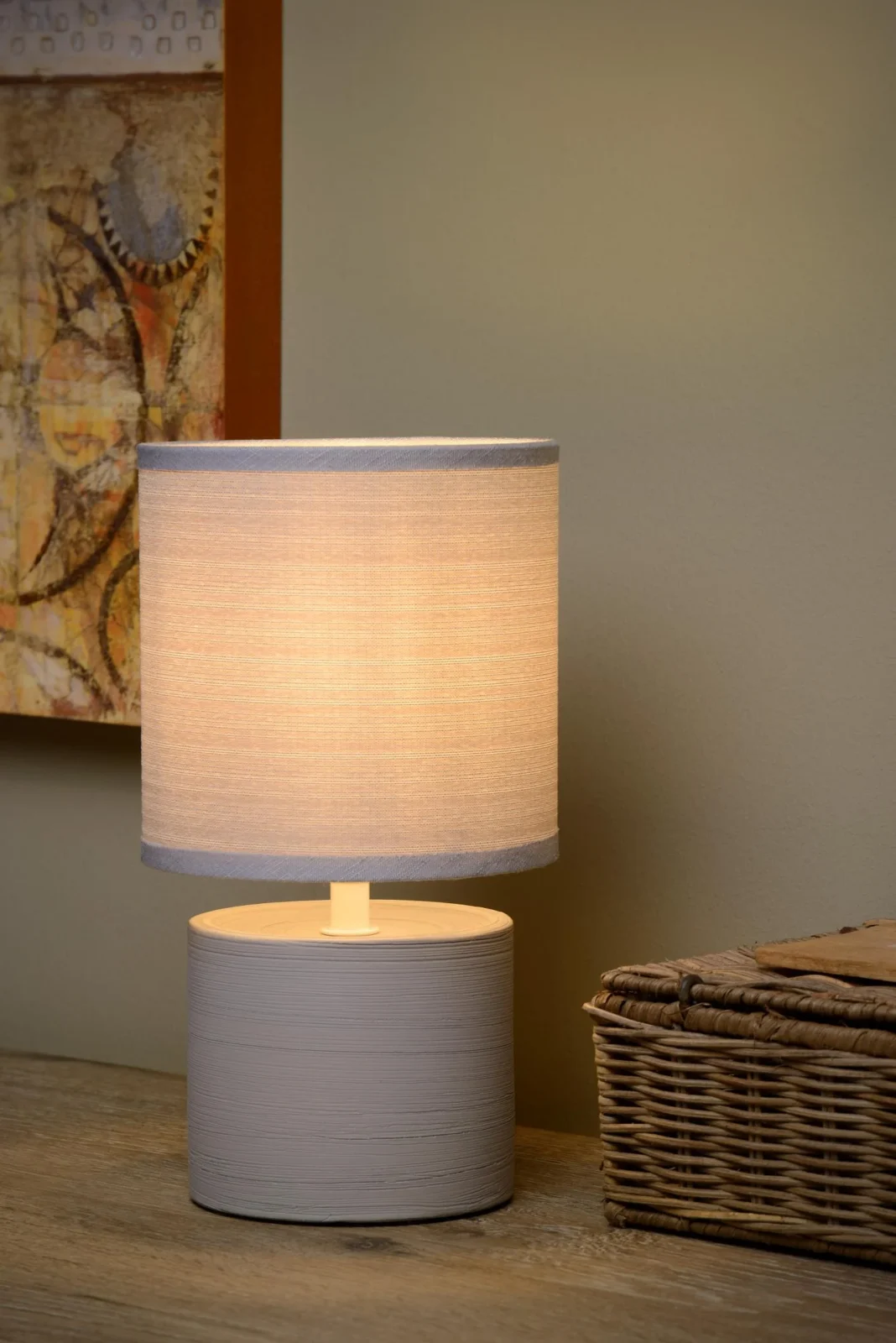 Lucide GREASBY - Stolnu00e1 lampa - u00d8 14 cm - 1xE14 - sivu00e1