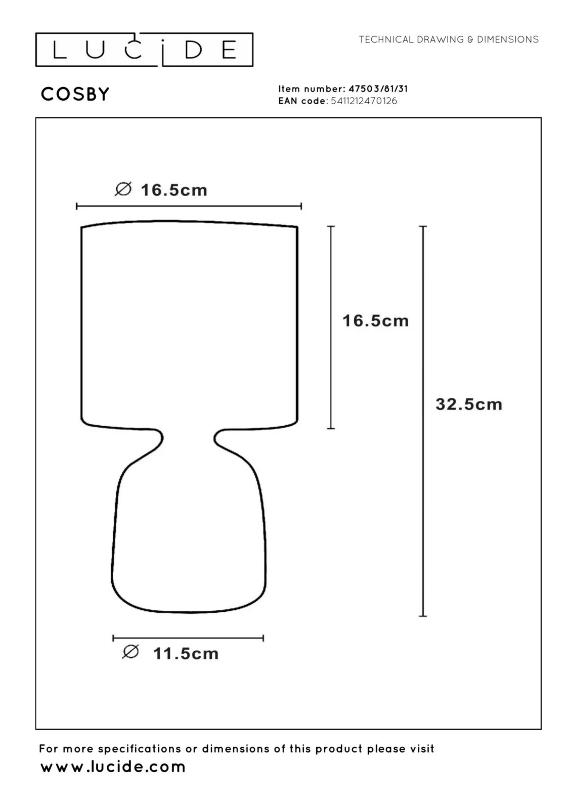 Lucide COSBY - Stolnu00e1 lampa - u00d8 16,5 cm - 1xE14 - biela