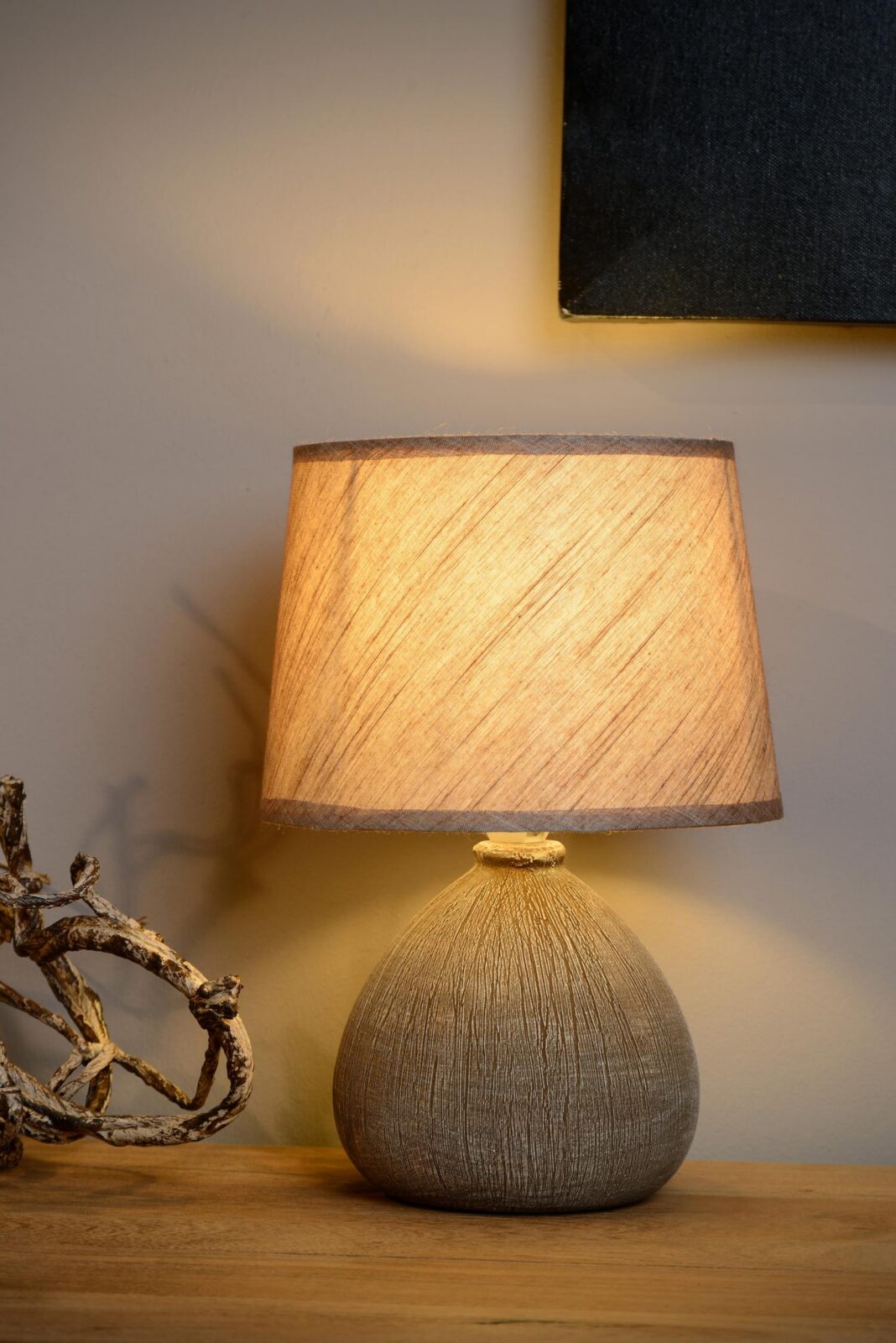 Lucide RAMZI - stolnu00e1 lampa - u00d8 18 cm - 1xE14 - hnedu00e1