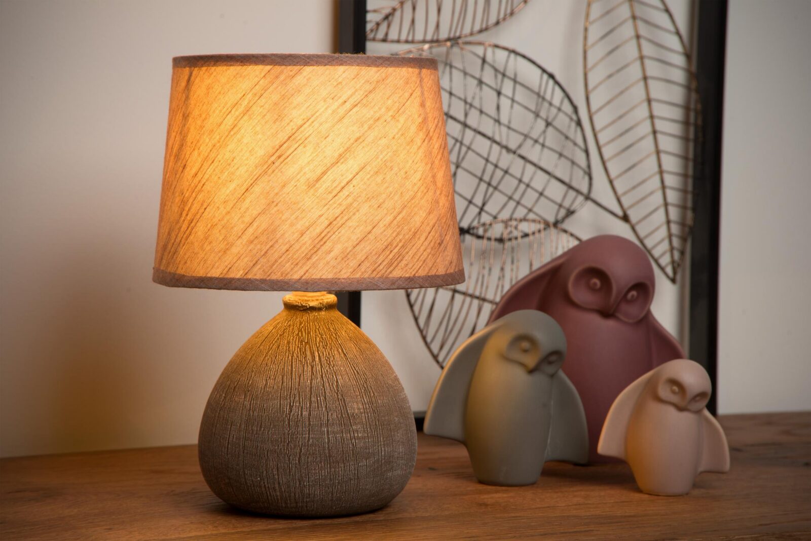 Lucide RAMZI - stolnu00e1 lampa - u00d8 18 cm - 1xE14 - hnedu00e1
