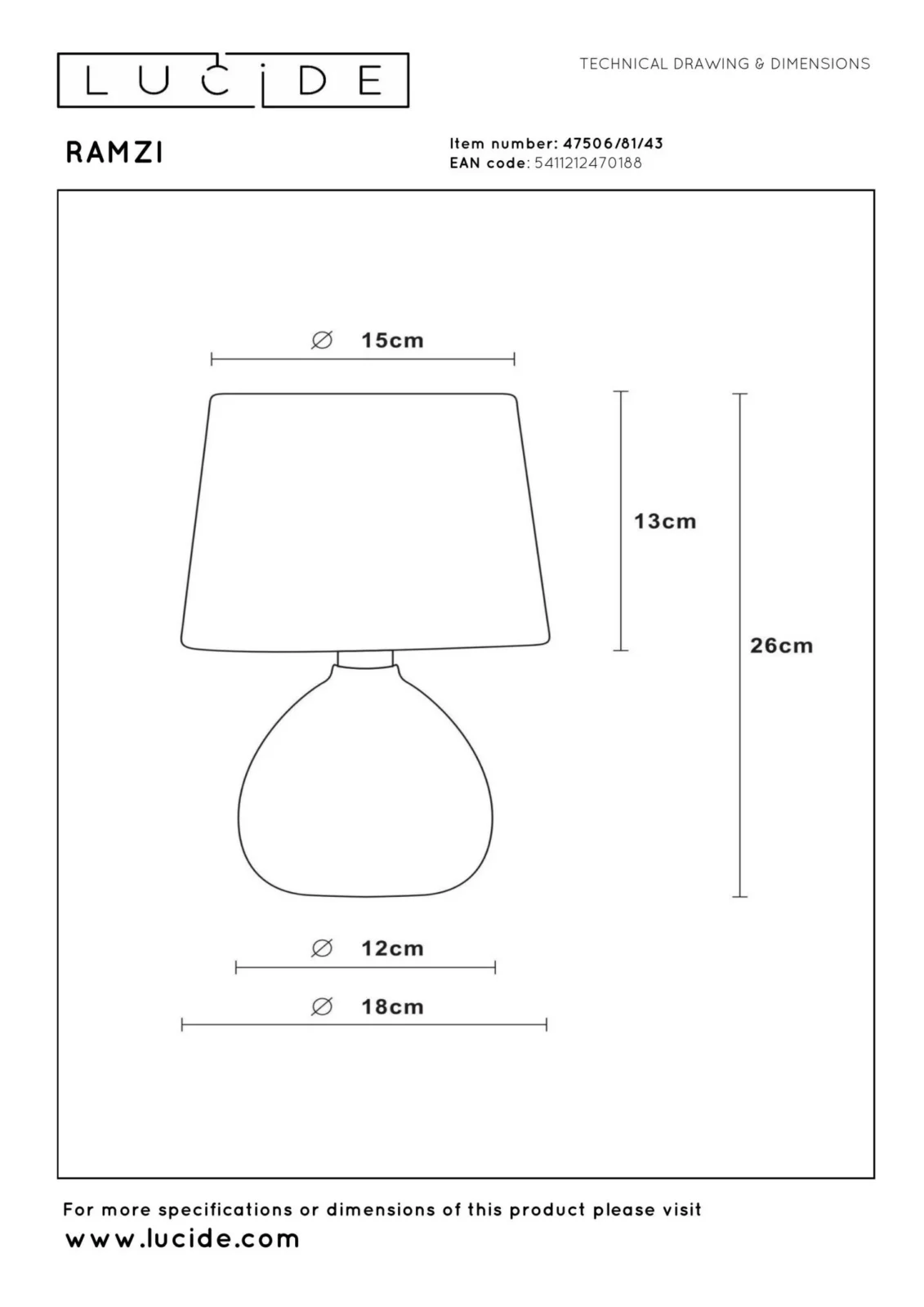 Lucide RAMZI - stolnu00e1 lampa - u00d8 18 cm - 1xE14 - hnedu00e1