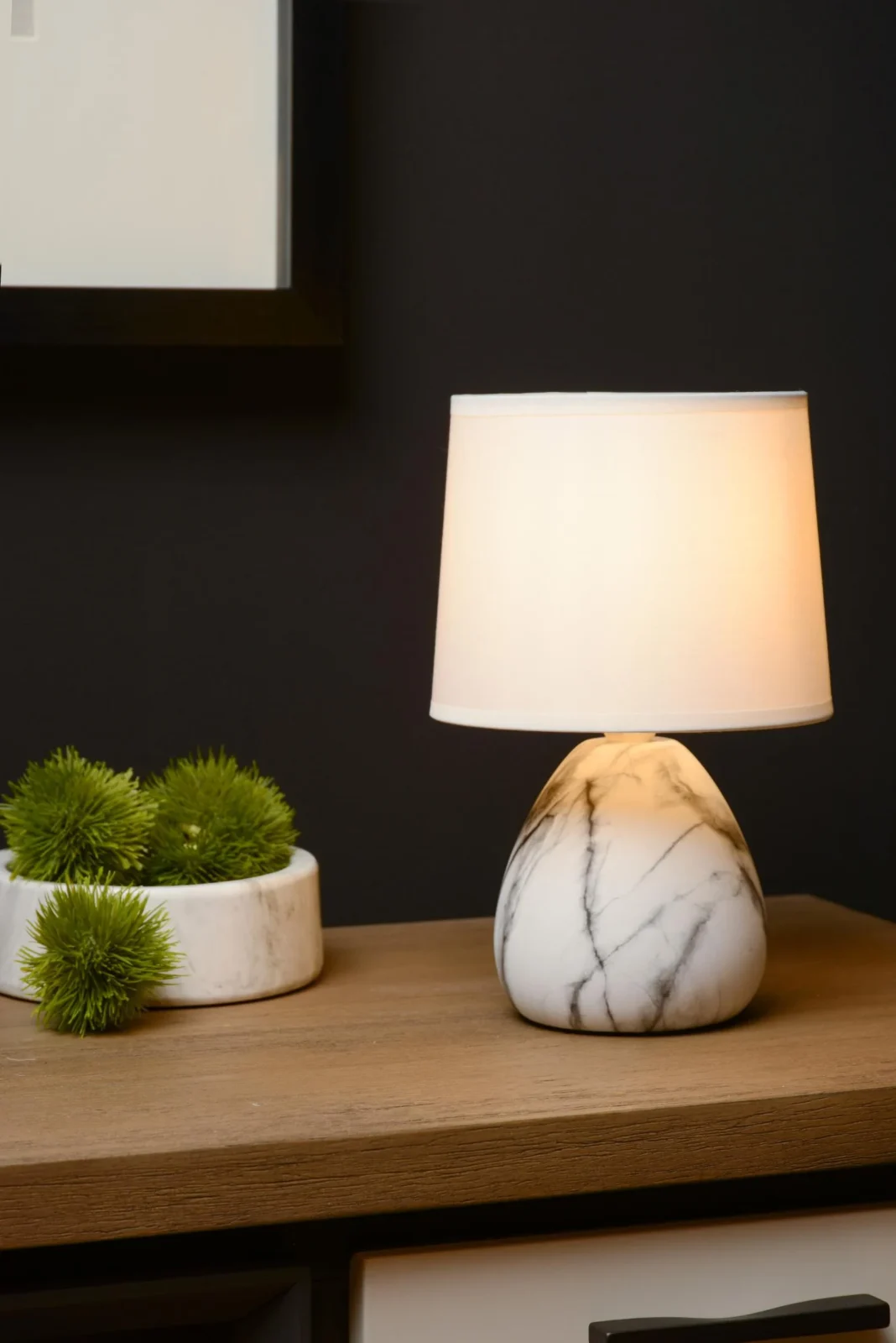 Lucide MARMO - Stolnu00e1 lampa - u00d8 16 cm - 1xE14 - biela