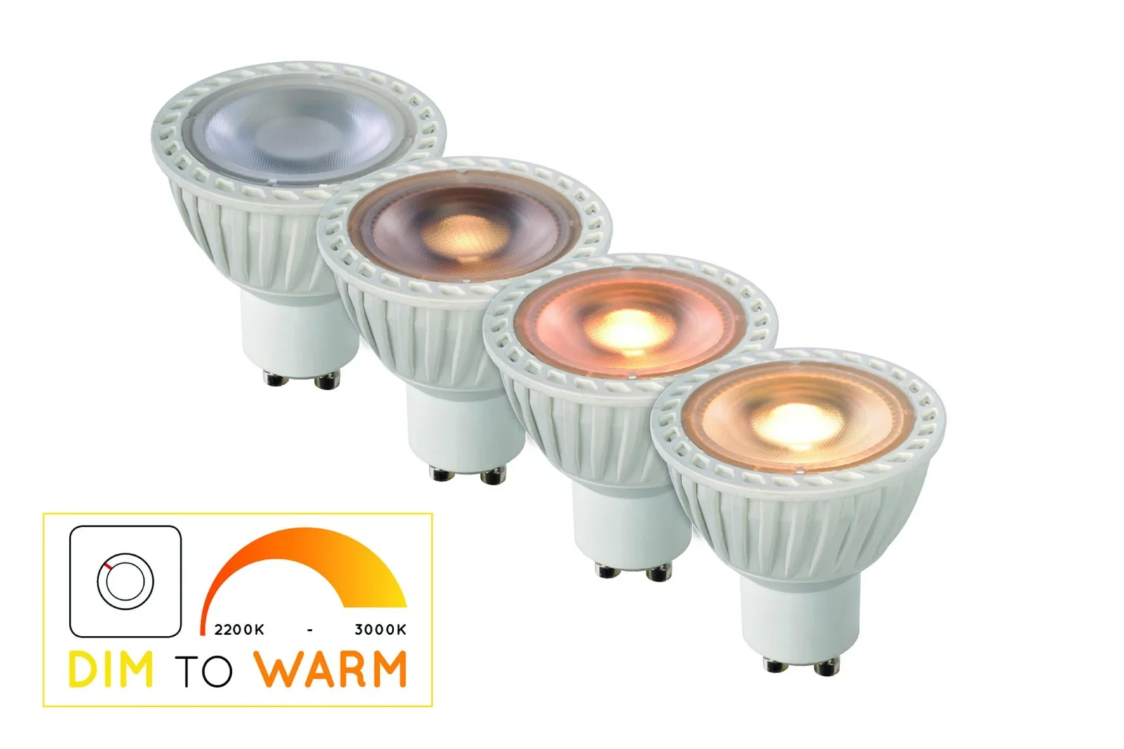 Lucide MR16 - LED u017eiarovka - u00d8 5 cm - LED Stmievanie po teplu00e9 - GU10 - 1x5W 2200K/3000K - biela