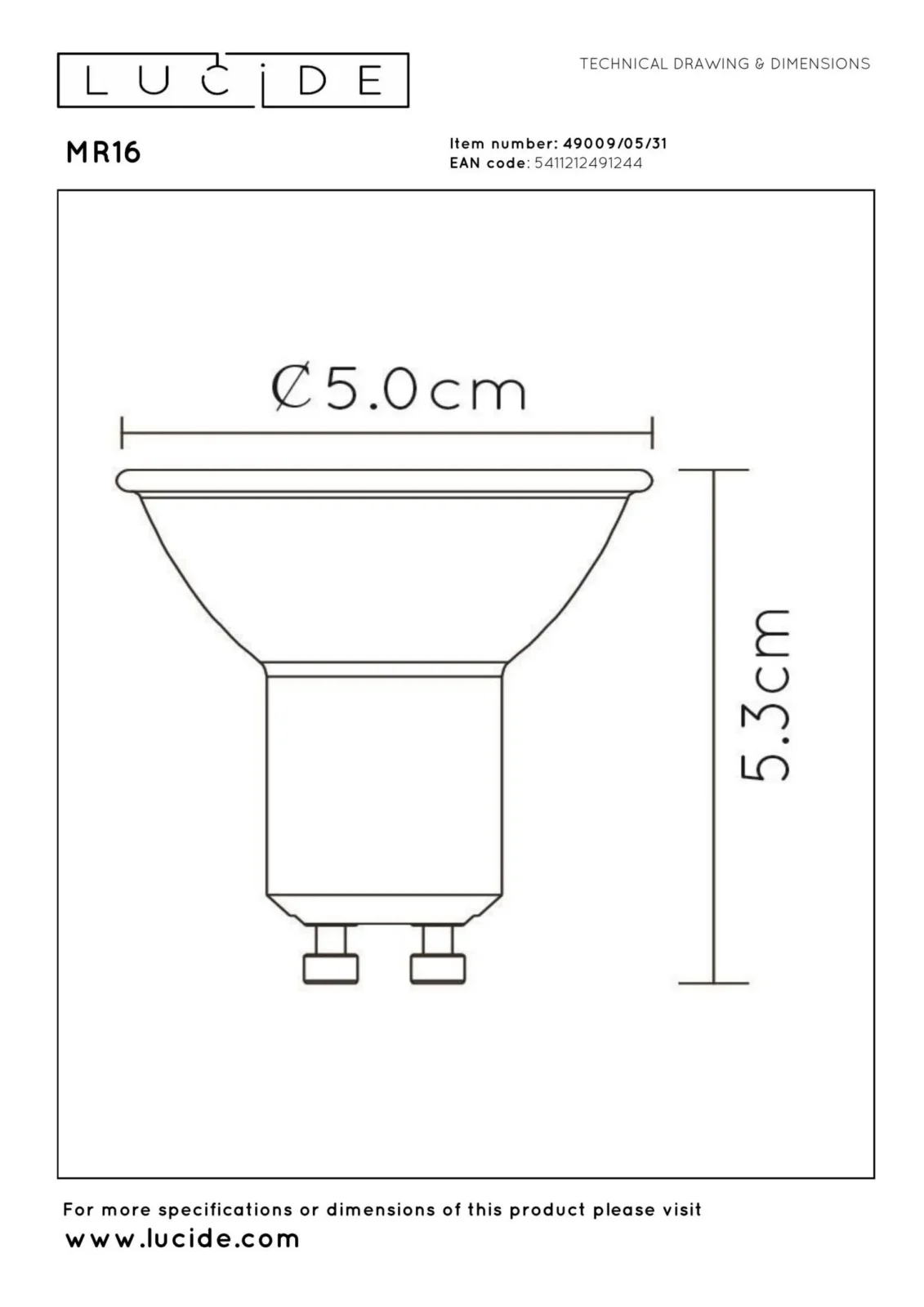 Lucide MR16 - LED u017eiarovka - u00d8 5 cm - LED Stmievanie po teplu00e9 - GU10 - 1x5W 2200K/3000K - biela