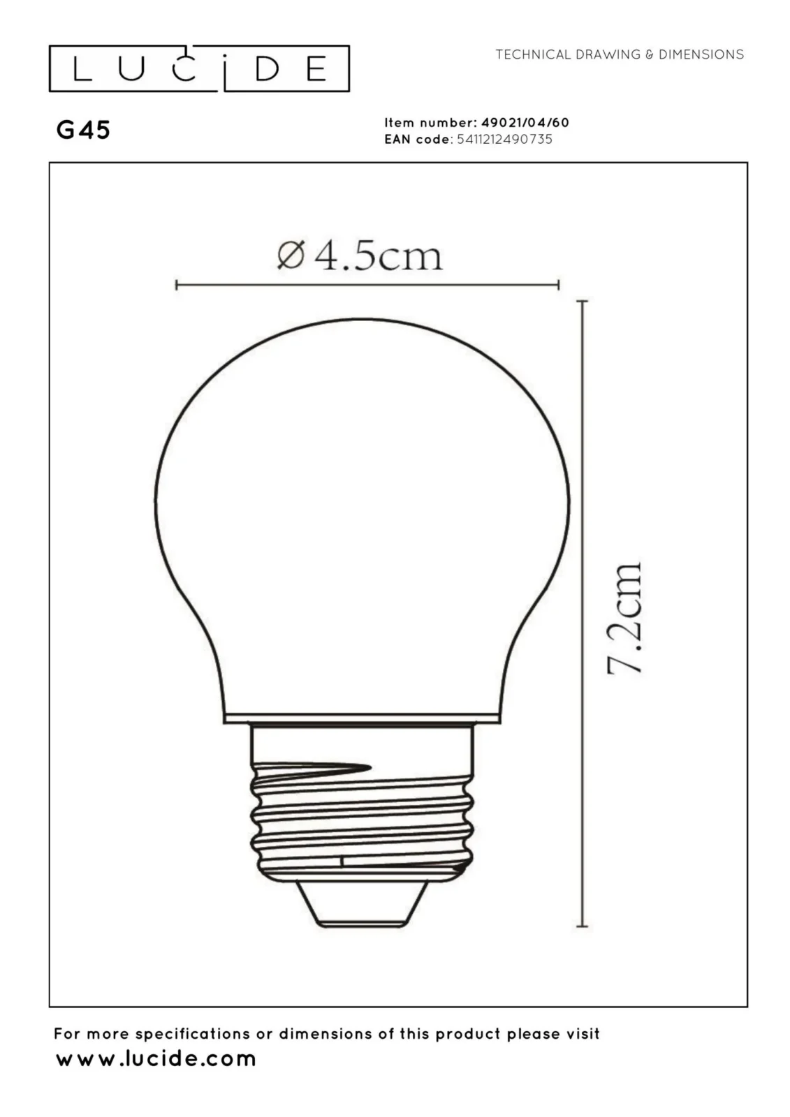 Lucide G45 - u017diarovka s vlu00e1knom - u00d8 4,5 cm - LED tlmenu00e1. - E27 - 1x4W 2700K - priehu013eadnu00e1