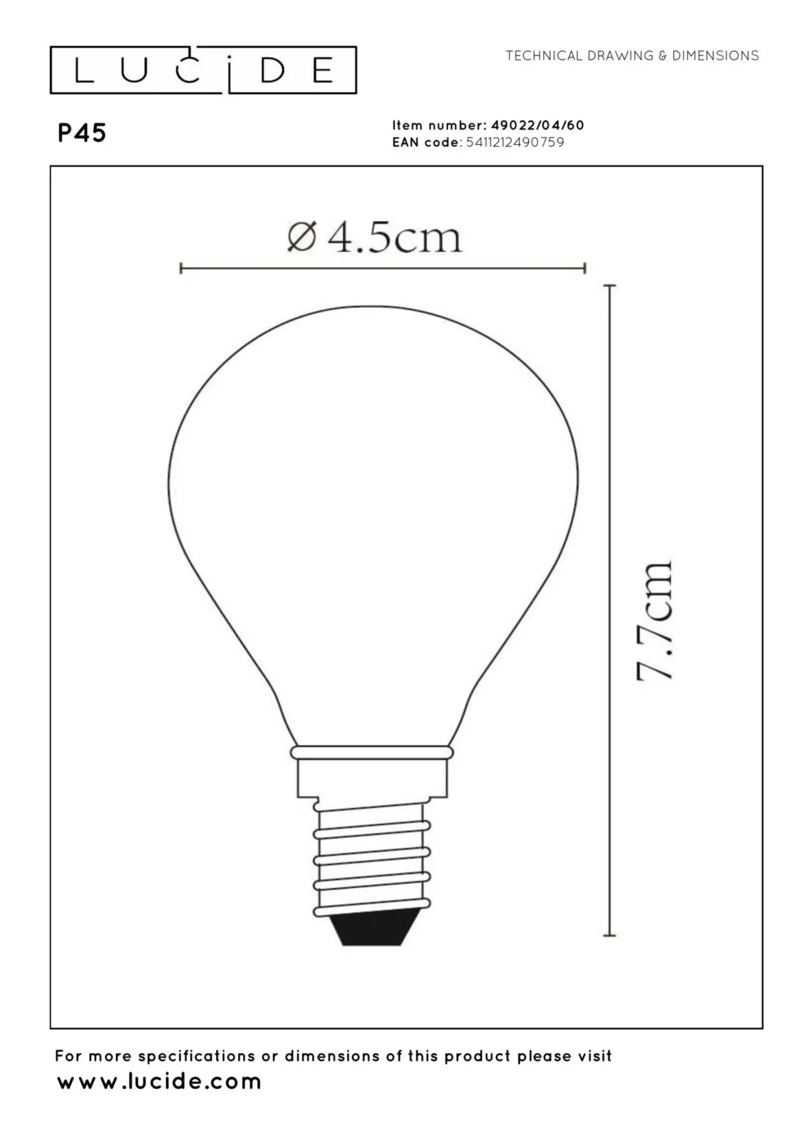 Lucide P45 - u017diarovka s vlu00e1knom - u00d8 4,5 cm - LED tlmenu00e1. - E14 - 1x4W 2700K - priehu013eadnu00e1