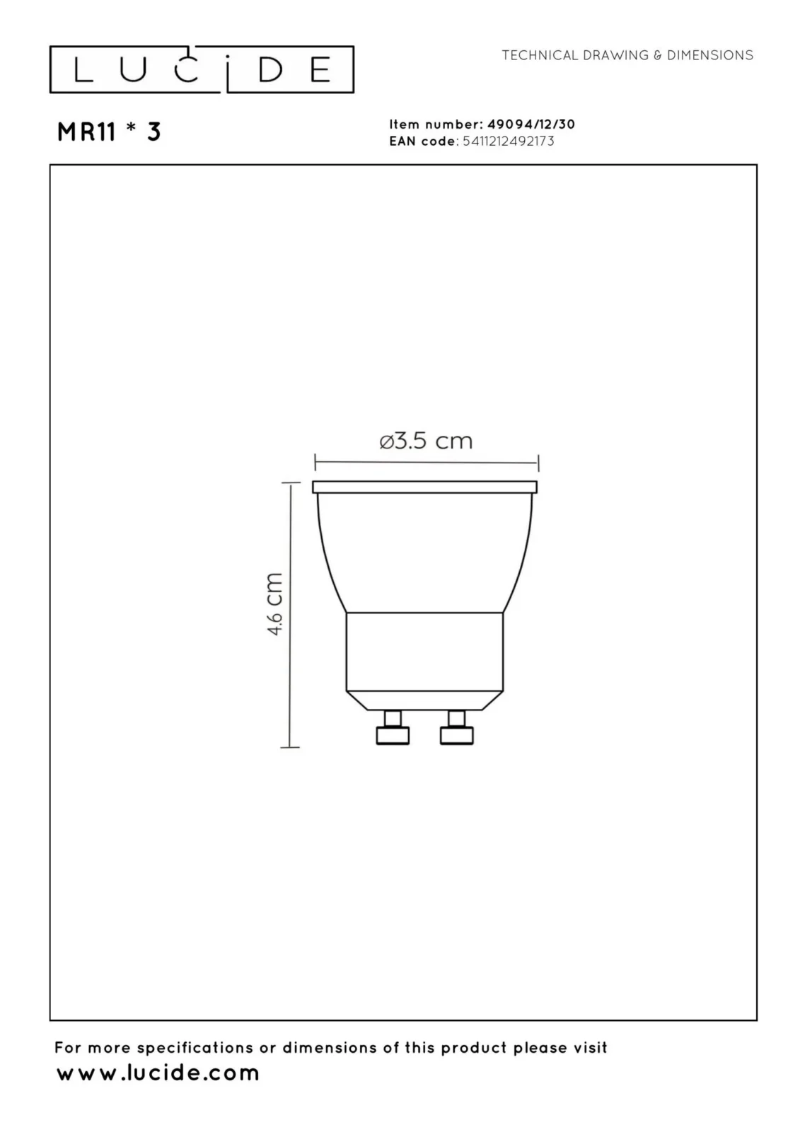 Lucide MR11 * 3 - LED u017eiarovka - u00d8 3,5 cm - LED tlmenu00e1. - GU10 (MR11) - 3x3,8W 2700K - u010dierna - sada 3 kusov
