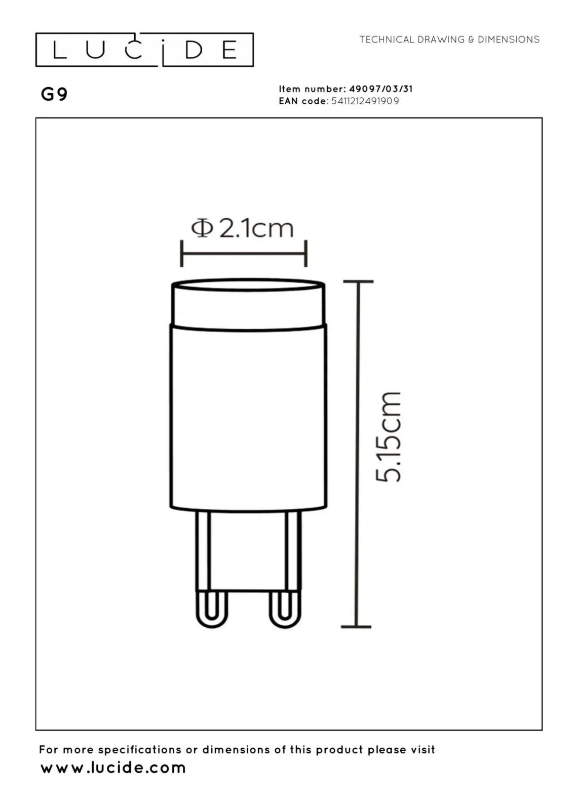 Lucide G9 - LED u017eiarovka - u00d8 2,1 cm - LED tlmenu00e1. - G9 - 1x3W 2700K - biela