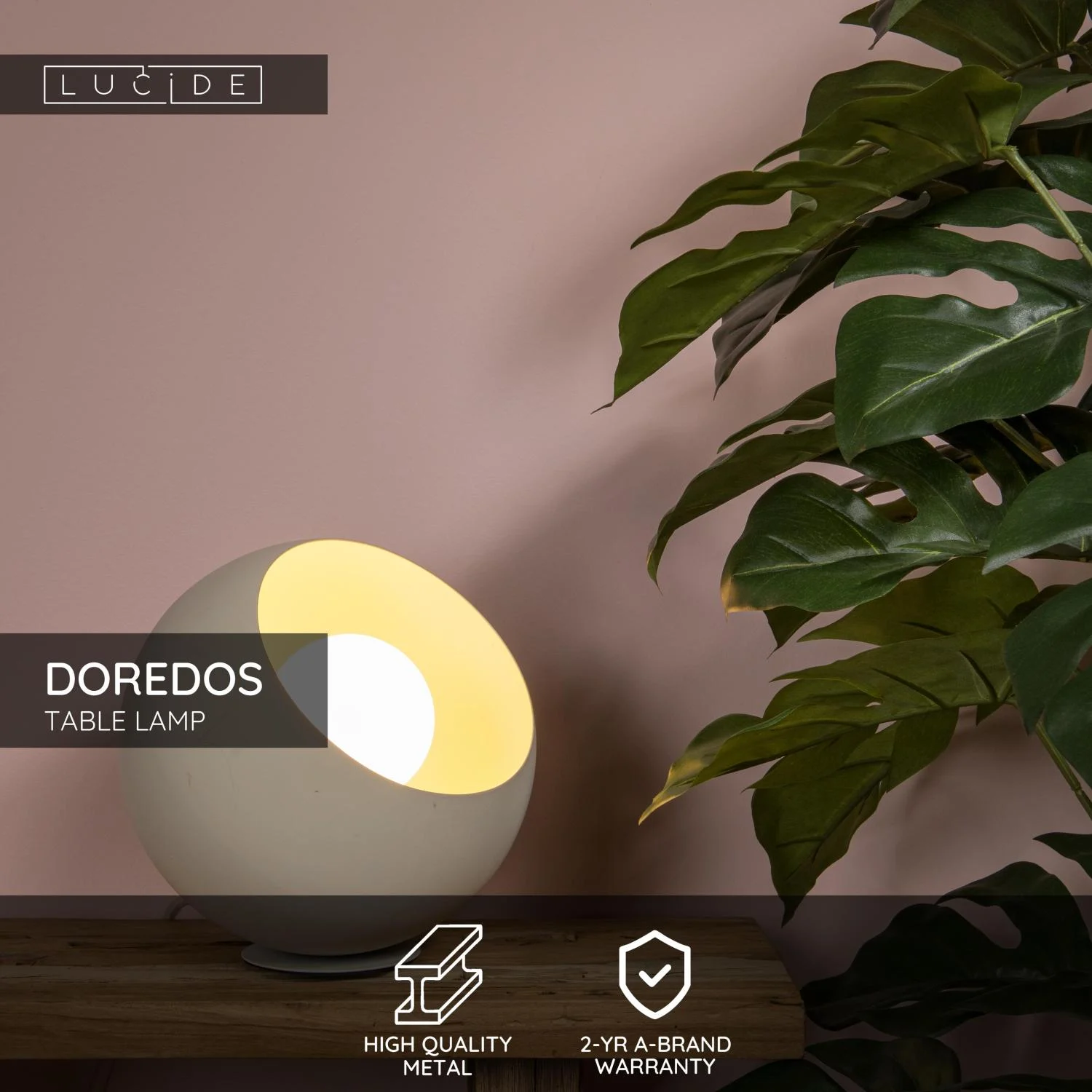 Lucide DOREDOS - Stolnu00e1 lampa - u00d8 20 cm - 1xE27 - Kru00e9movu00e1