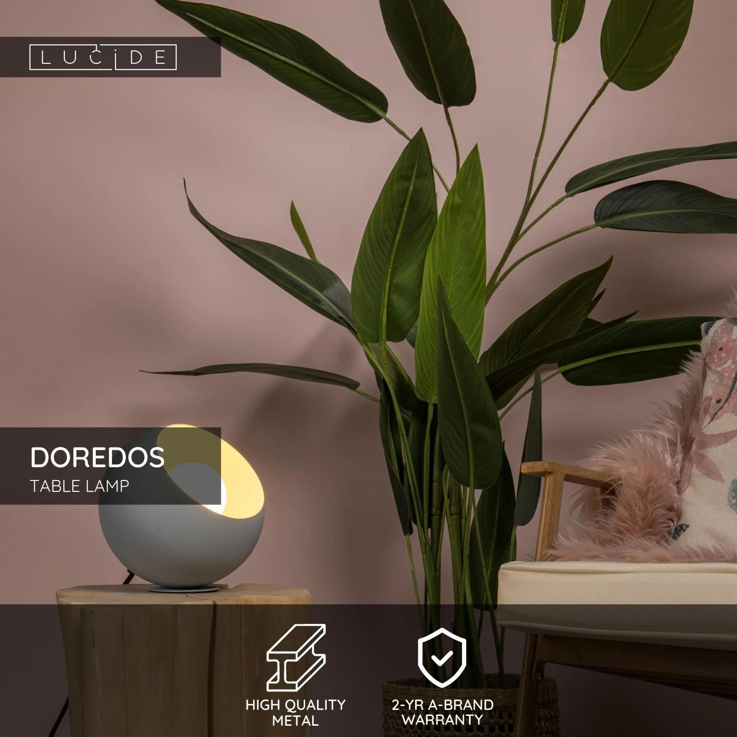 Lucide DOREDOS - Stolnu00e1 lampa - u00d8 20 cm - 1xE27 - Pastelovu00e1 modru00e1