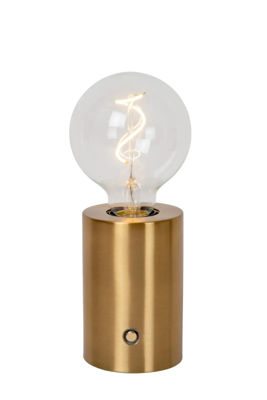 Lucide VIVO - Nabu00edjateu013enu00e1 stolnu00e1 lampa - Batu00e9riovu00fd balu00edk - u00d8 8 cm - LED stmievanu00e1. - E27 - 1x1W 2700K - Matt Gold / Brass