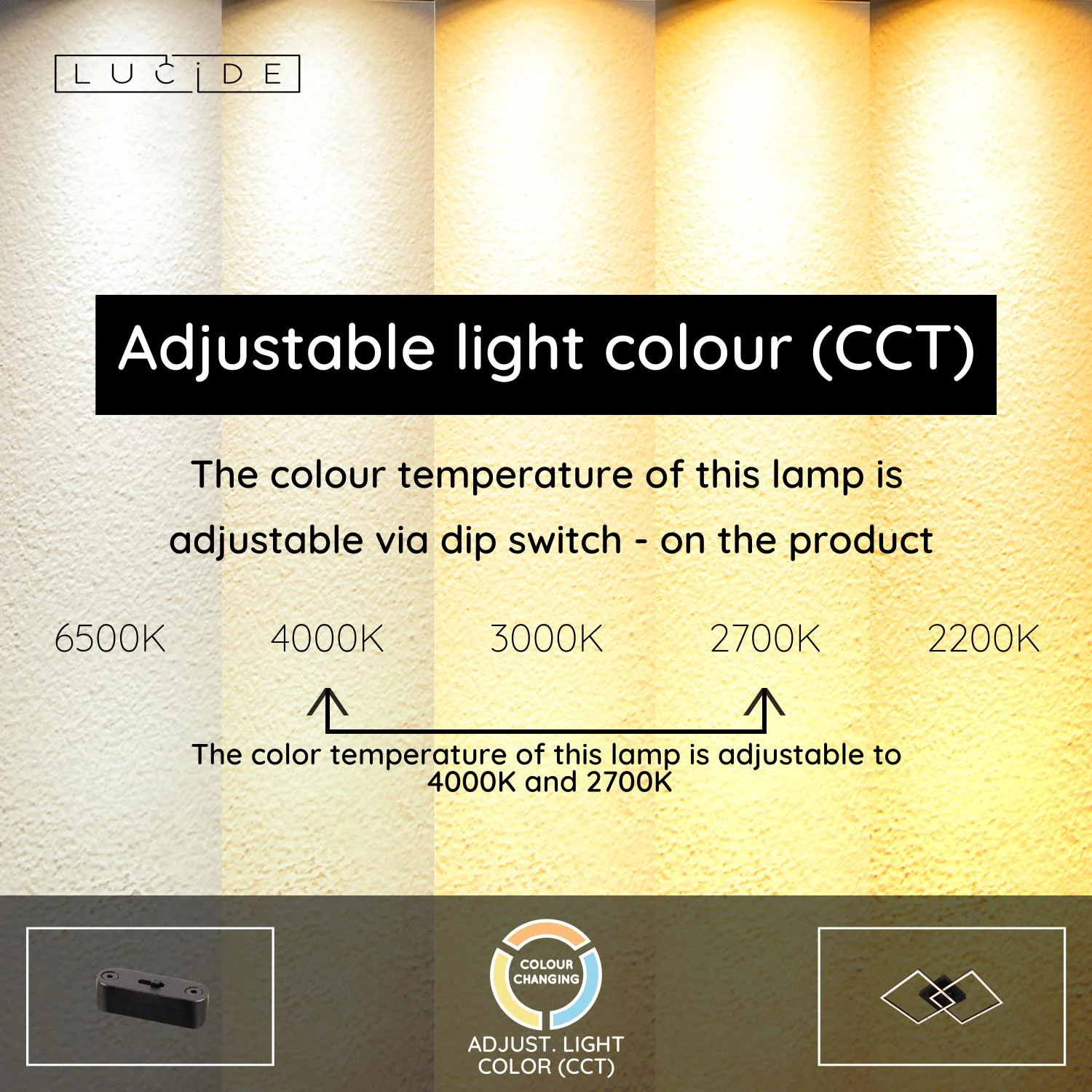 Lucide ARIANNE - Zapustenu00e9 stropnu00e9 svetlo - LED - CCT - 1x23W 2700K/4000K - u010dierna
