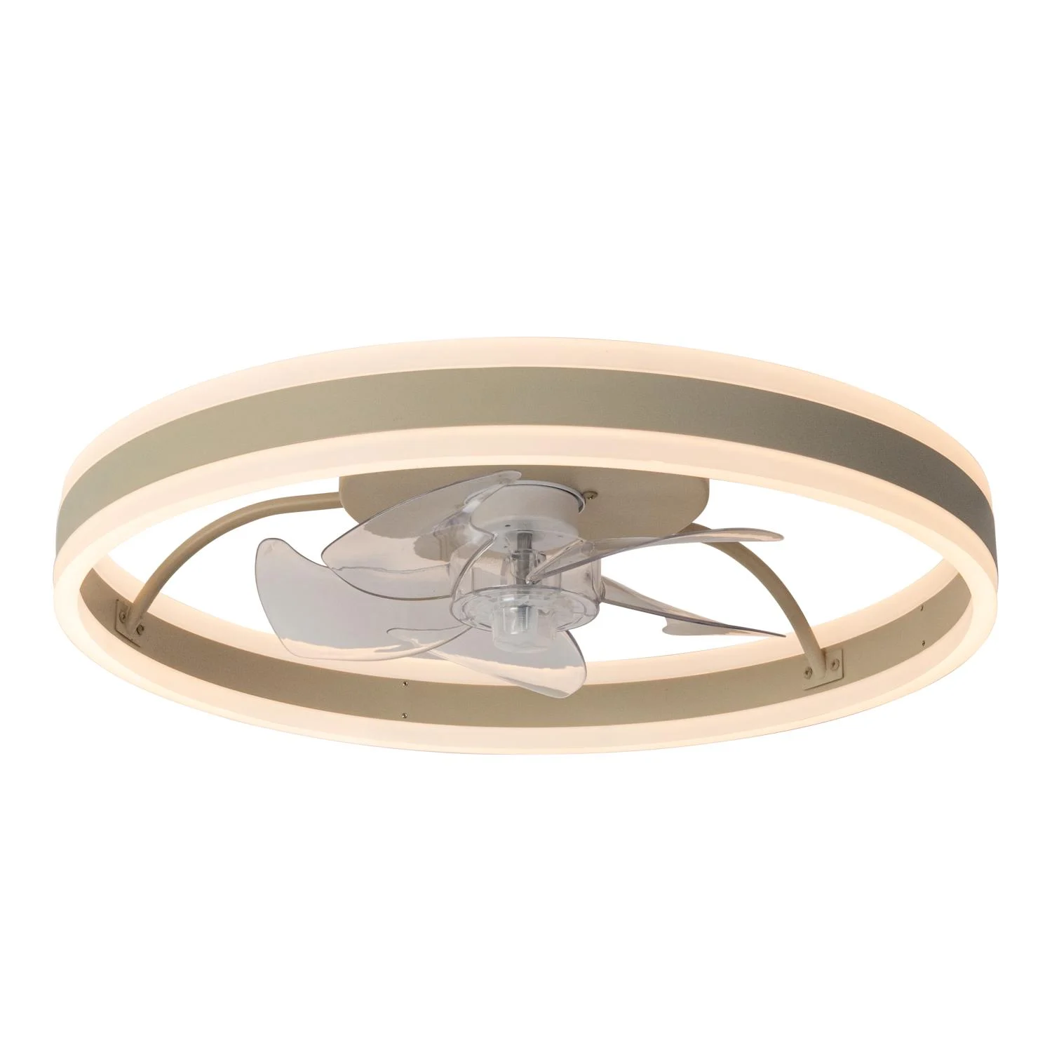 Lucide KARRUSEL - Stropnu00fd ventilu00e1tor so svetlom - u00d8 50 cm - LED Dim. - CCT - 1x36W 2700K/4000K - Taupe - Essential