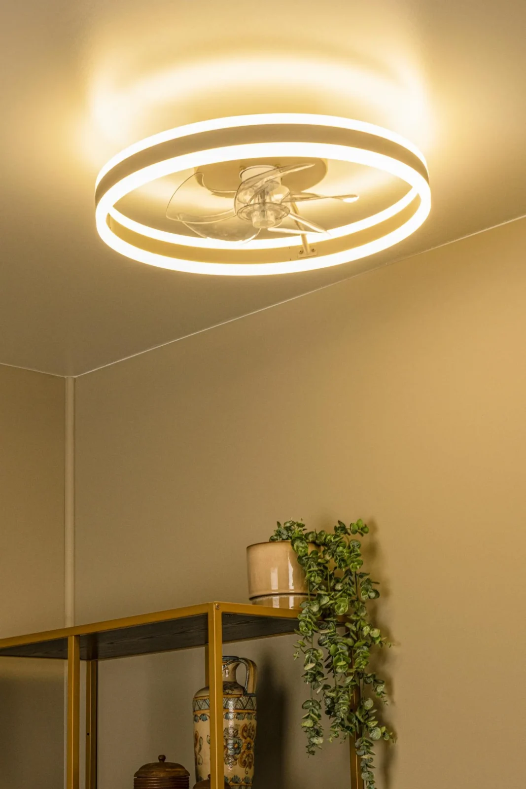 Lucide KARRUSEL - Stropnu00fd ventilu00e1tor so svetlom - u00d8 50 cm - LED Dim. - CCT - 1x36W 2700K/4000K - Taupe - Essential