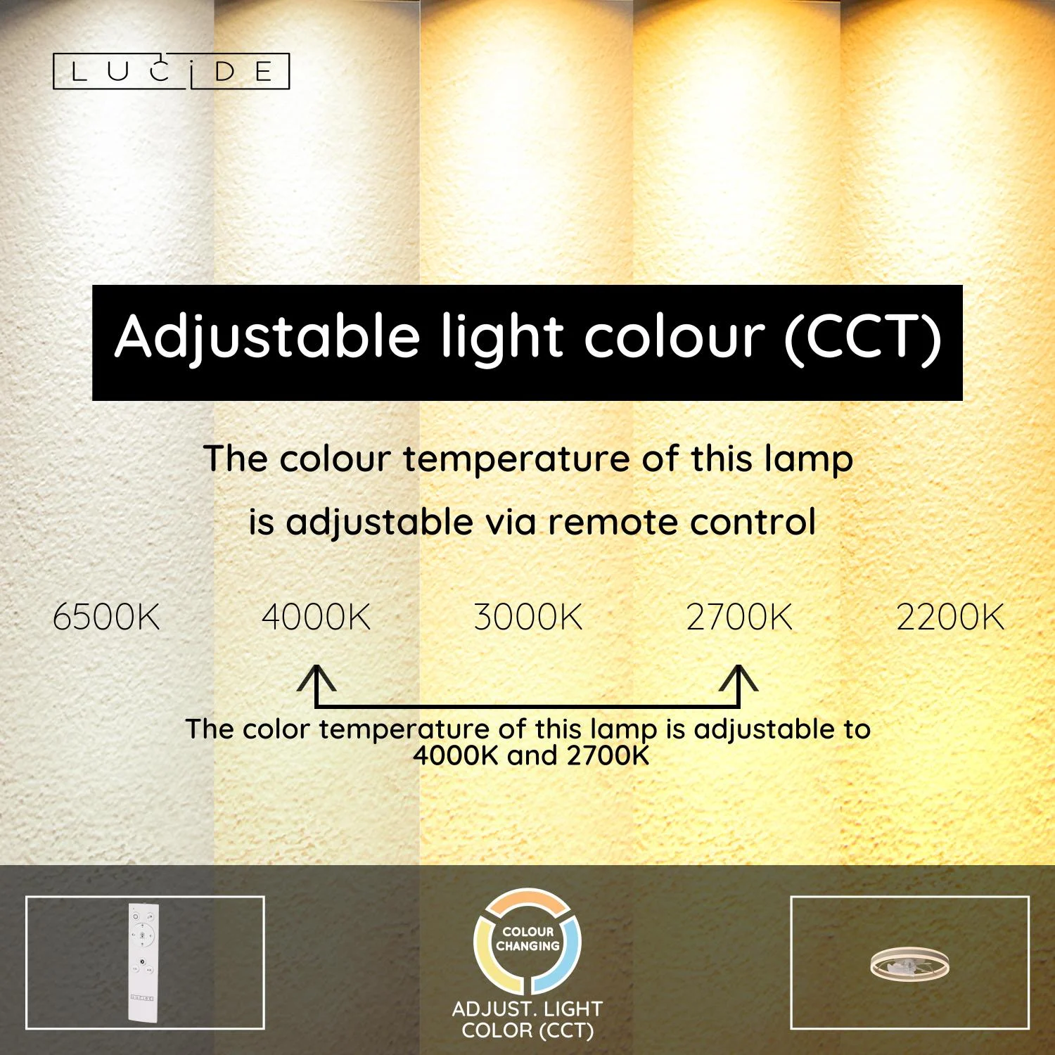 Lucide KARRUSEL - Stropnu00fd ventilu00e1tor so svetlom - u00d8 50 cm - LED Dim. - CCT - 1x36W 2700K/4000K - Taupe - Essential