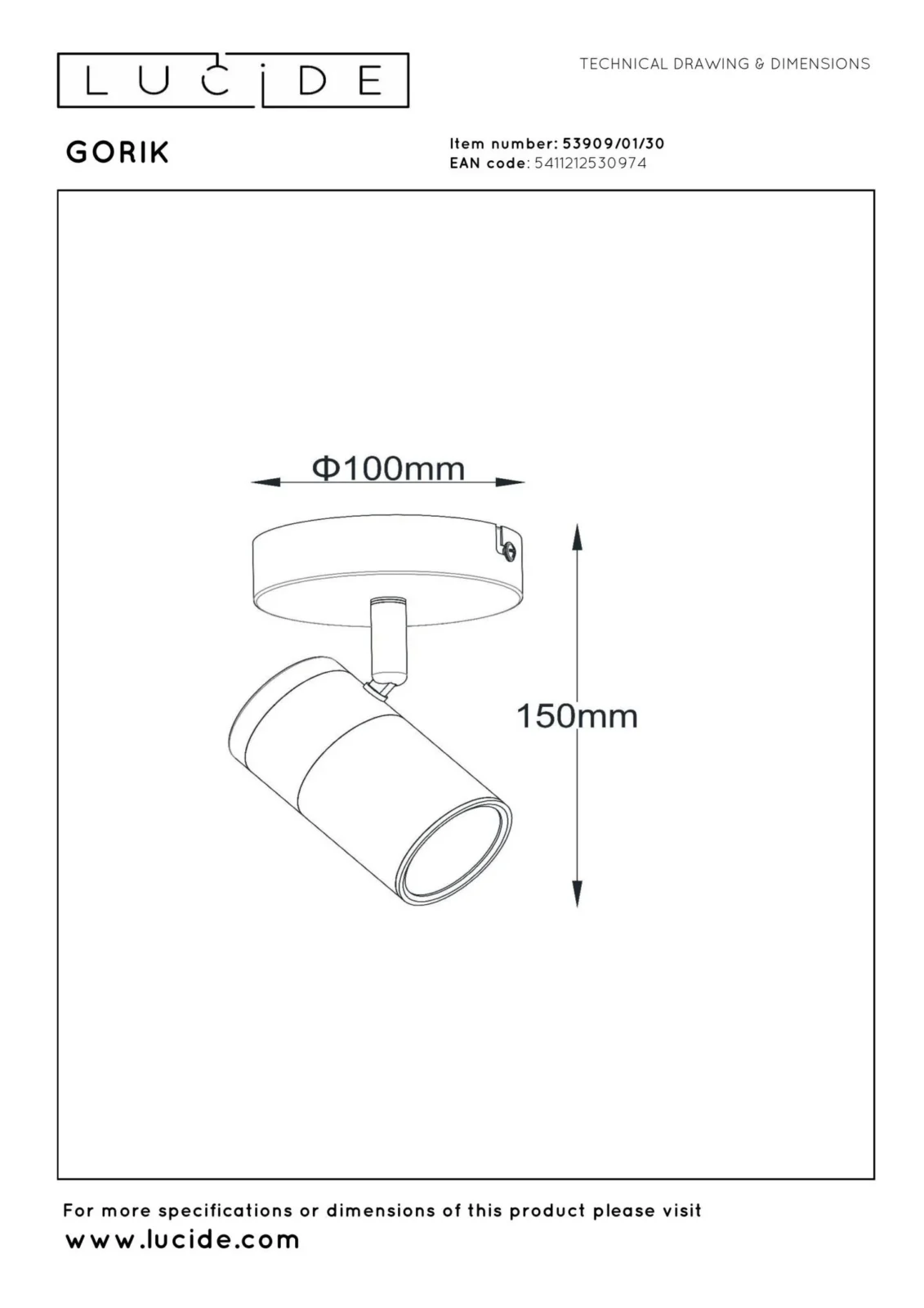 Lucide GORIK - Stropnu00e9 reflektory - 1xGU10 - u010cierne