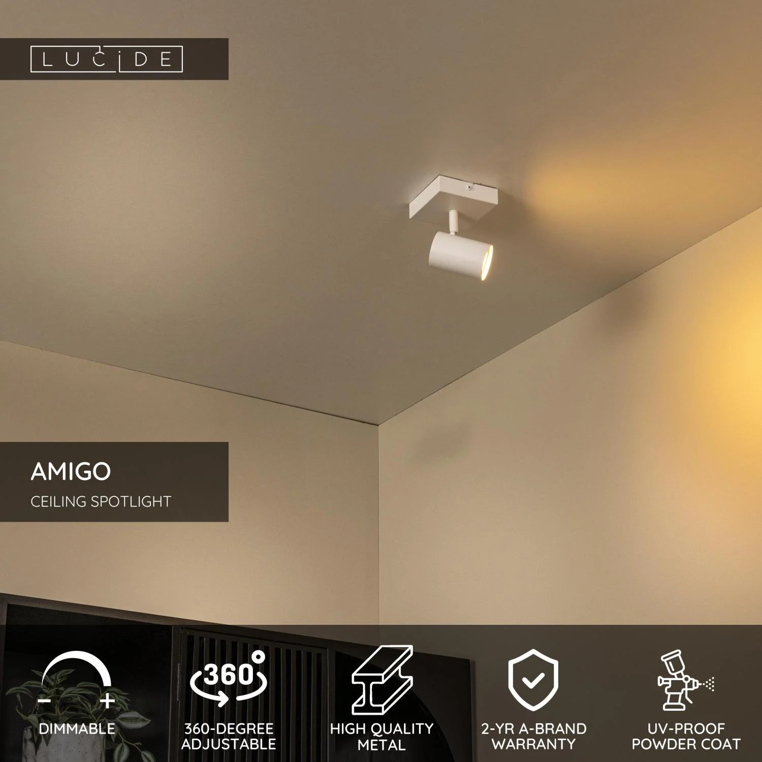 Lucide AMIGO - Stropnu00e9 reflektory - 1xGU10 - Biela