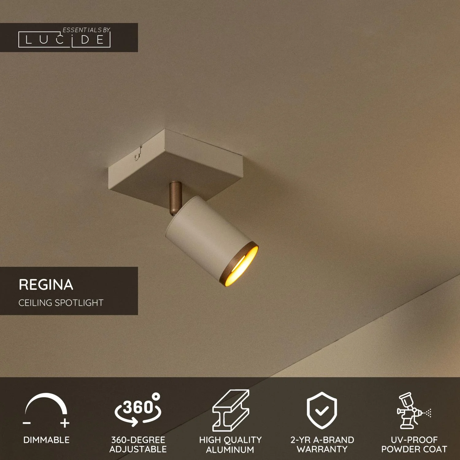 Lucide REGINA - Stropnu00e9 reflektory - 1xGU10 - Taupe | Essential