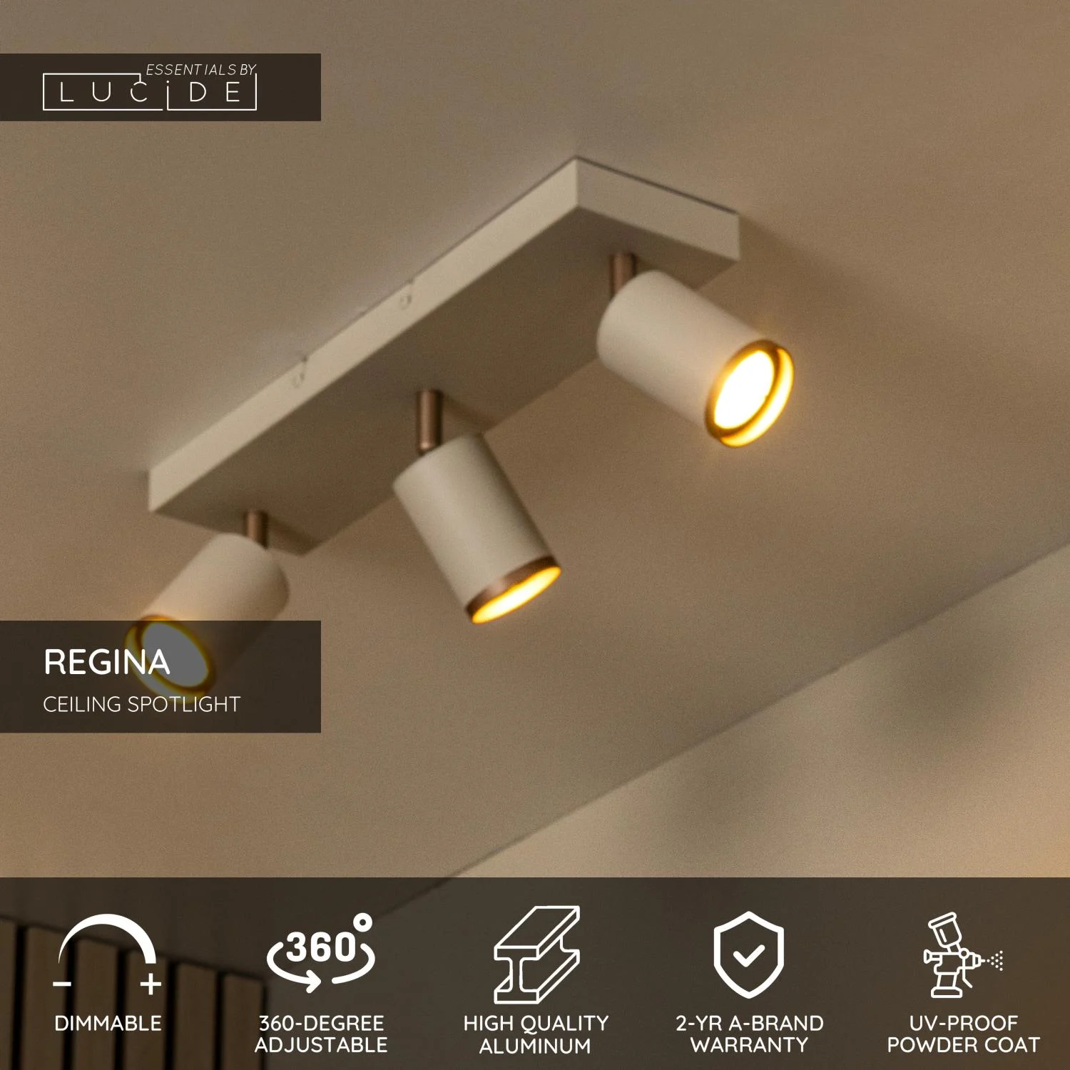 Lucide REGINA - Stropnu00e9 reflektory - 3xGU10 - Taupe | Essential