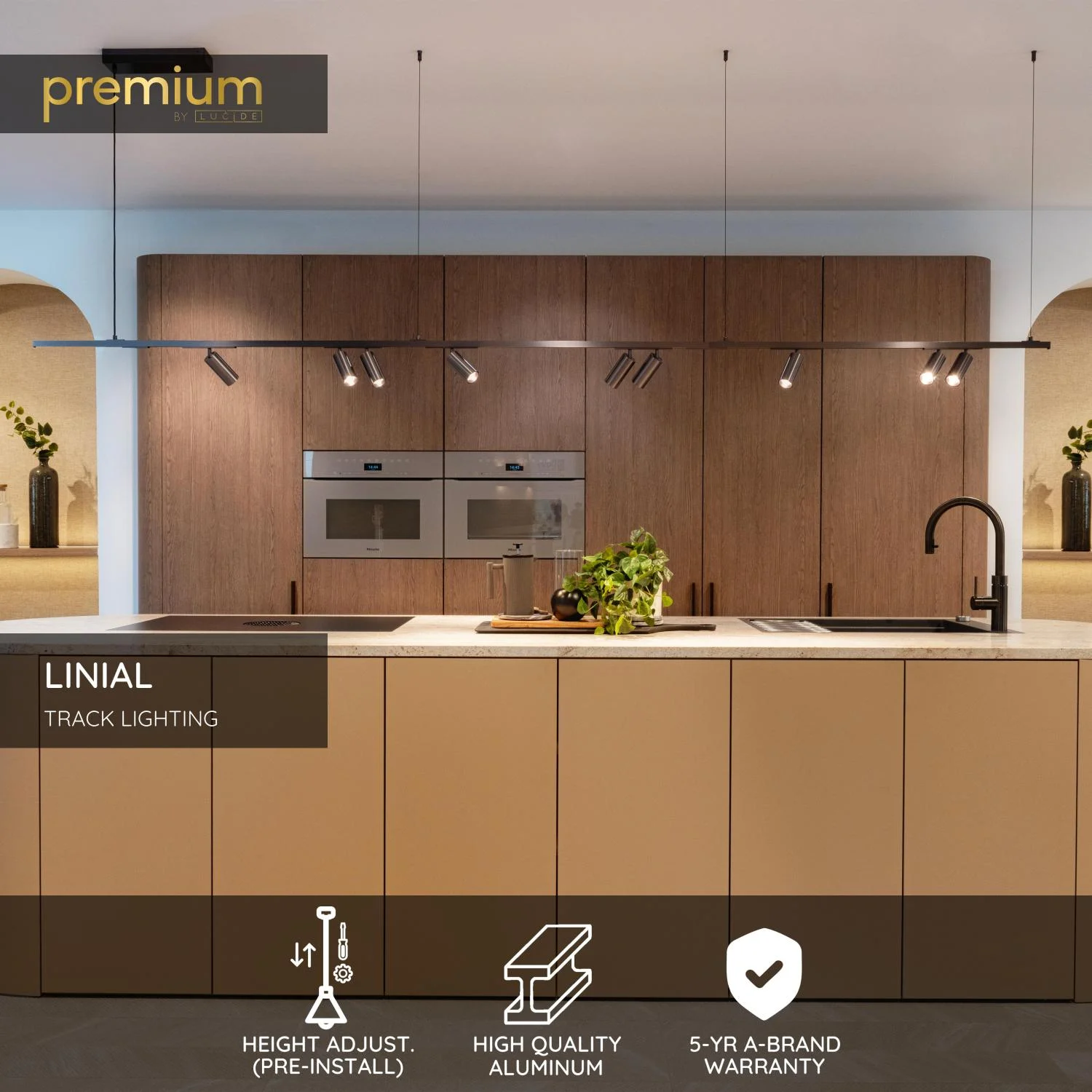 Lucide Premium LINIAL zavesenie s montu00e1u017enou zu00e1kladu0148ou - 1-okruhovu00fd osvetu013eovacu00ed systu00e9m - Smart - 48V pu00e1s - Satin Gun Metal