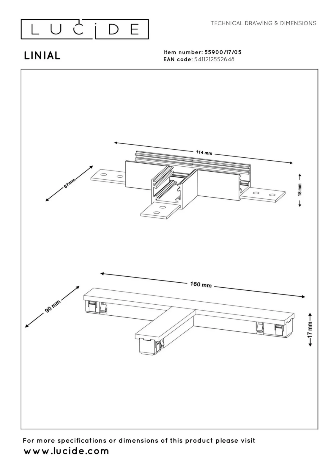 Lucide Premium LINIAL T-konektor - 1-okruhovu00fd osvetu013eovacu00ed systu00e9m - Smart - 48V Track - Champagne