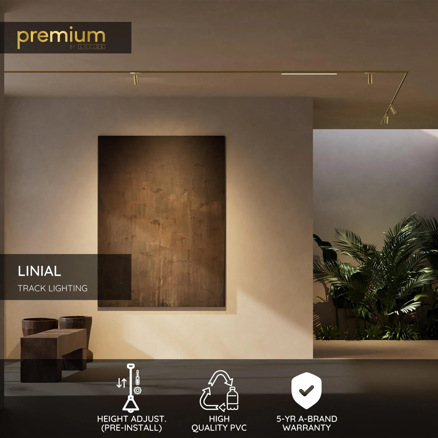 Lucide Premium LINIAL zavesenu00fd ku00e1bel - 1-okruhovu00fd osvetu013eovacu00ed systu00e9m - Smart - 48V kou013eajnica - Champagne