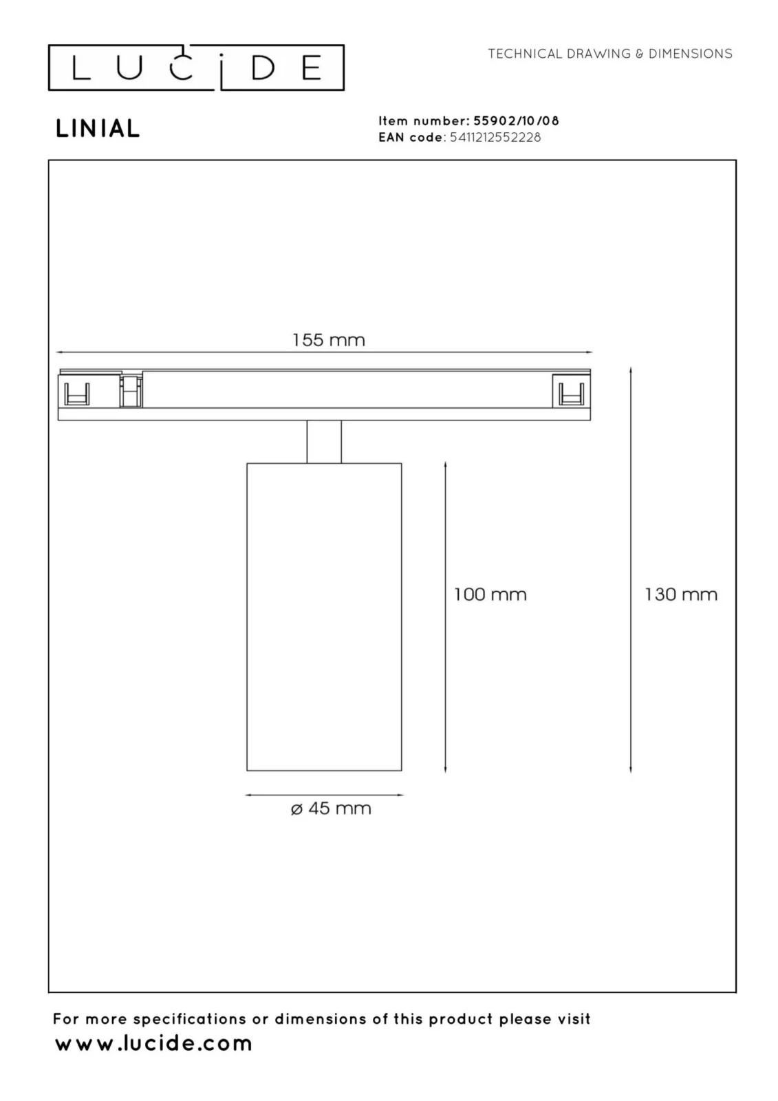 Lucide Premium LINIAL MOX - 1-okruhovu00fd osvetu013eovacu00ed systu00e9m / Smart Rail Lighting - Smart - 48V kou013eajnice - 1xLED - Satin Gun Metal