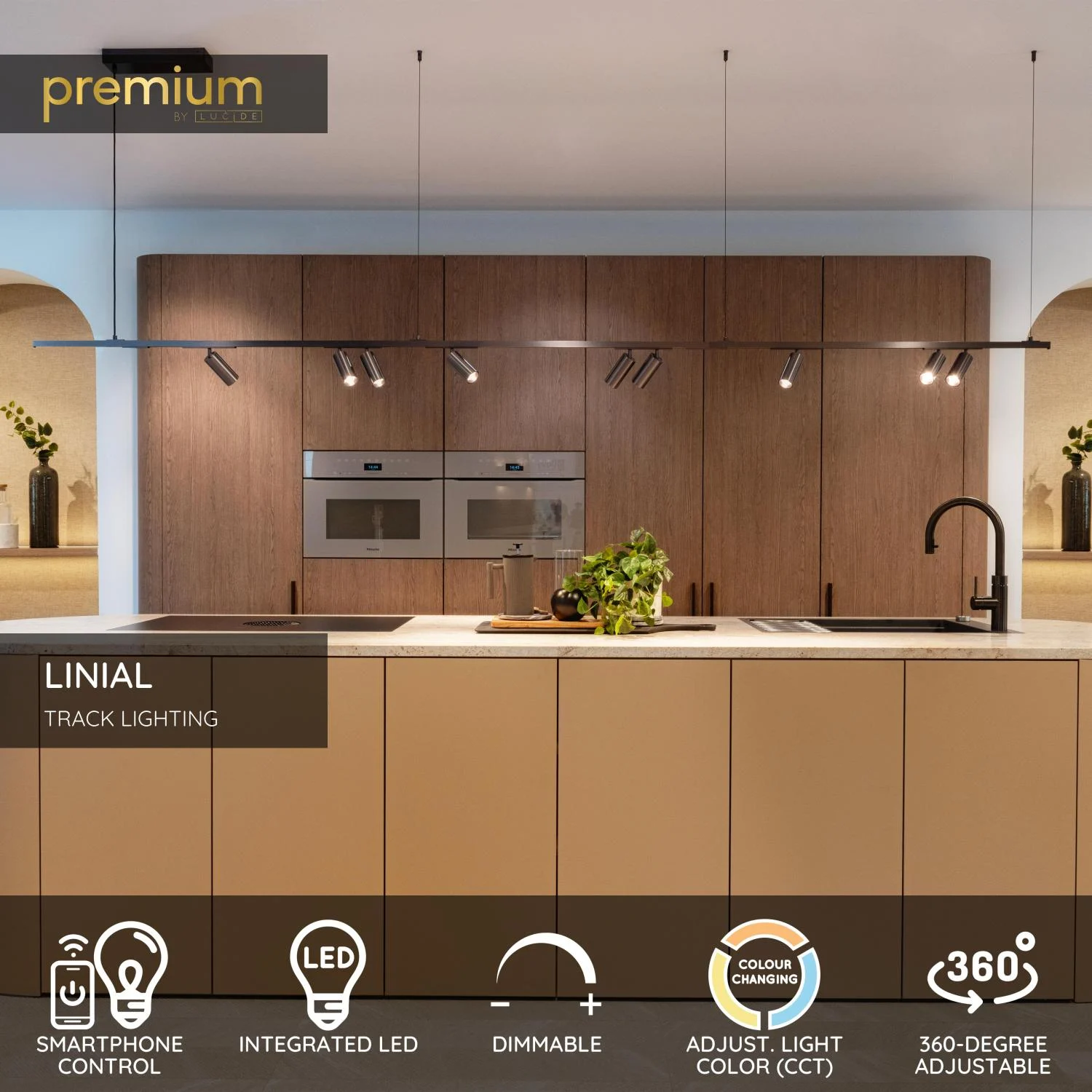 Lucide Premium LINIAL MOXX - 1-okruhovu00fd osvetu013eovacu00ed systu00e9m / Smart Rail Lighting - Smart - 48V kou013eajnice - 2xLED - Satin Gun Metal