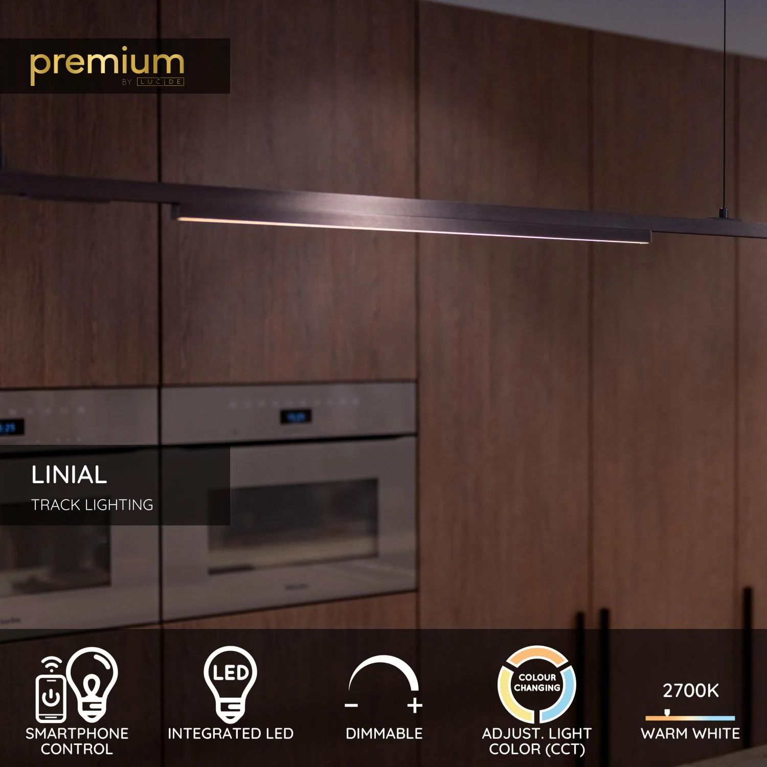 Lucide Premium LINIAL GLYX - 1-okruhovu00fd osvetu013eovacu00ed systu00e9m / Smart Rail Lighting - Smart - 48V kou013eaj - 1xLED - satin gun metal