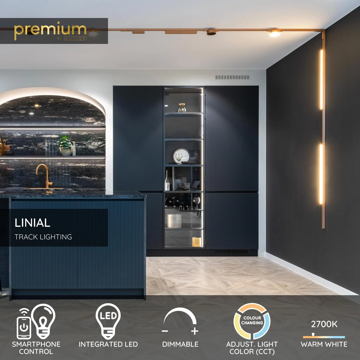 Lucide Premium LINIAL GLYXX - 1-okruhovu00fd osvetu013eovacu00ed systu00e9m / Smart Rail Lighting - Smart - 48V Track - 1xLED - Champagne