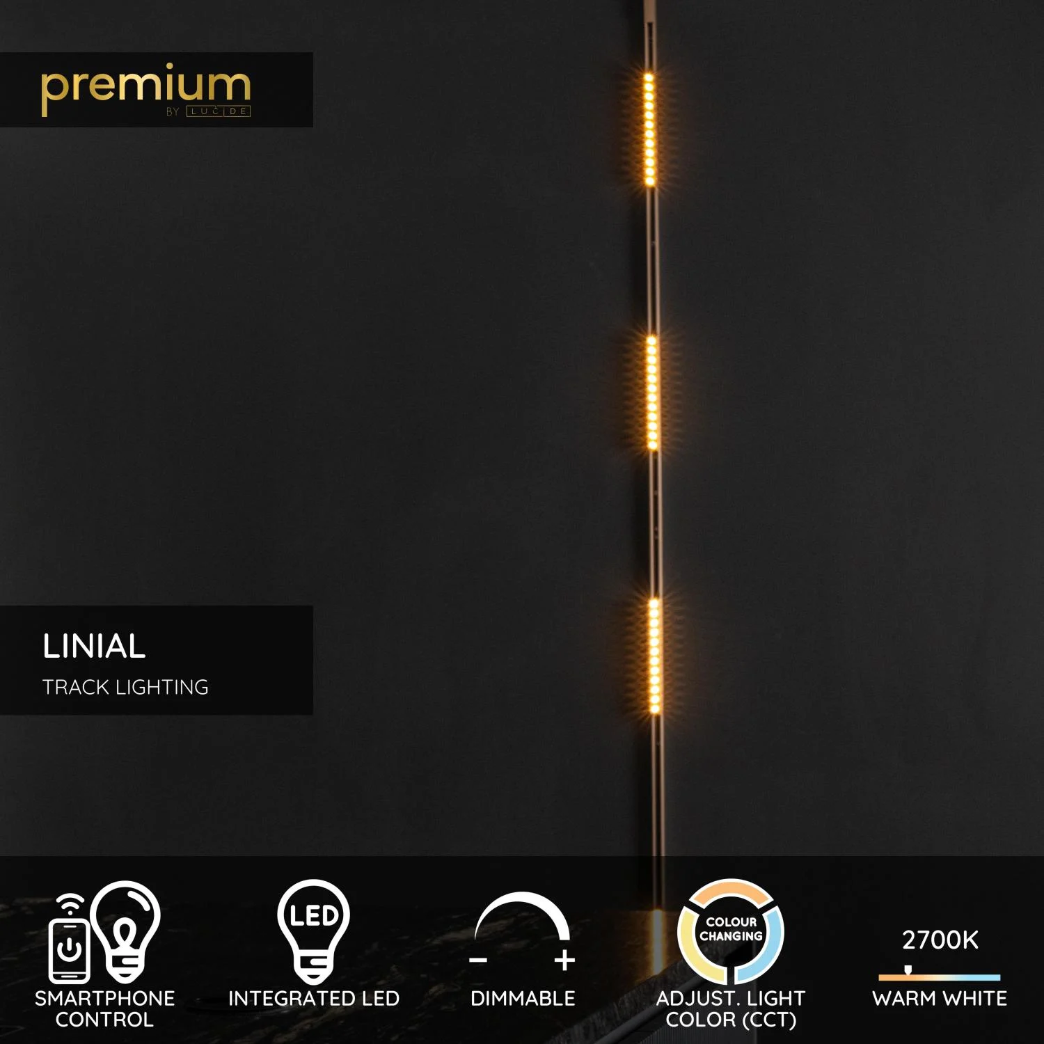 Lucide Premium LINIAL XENIA - 1-okruhovu00fd osvetu013eovacu00ed systu00e9m / Smart Rail Lighting - Smart - 48V kou013eaj - LED - u0161ampansku00e9
