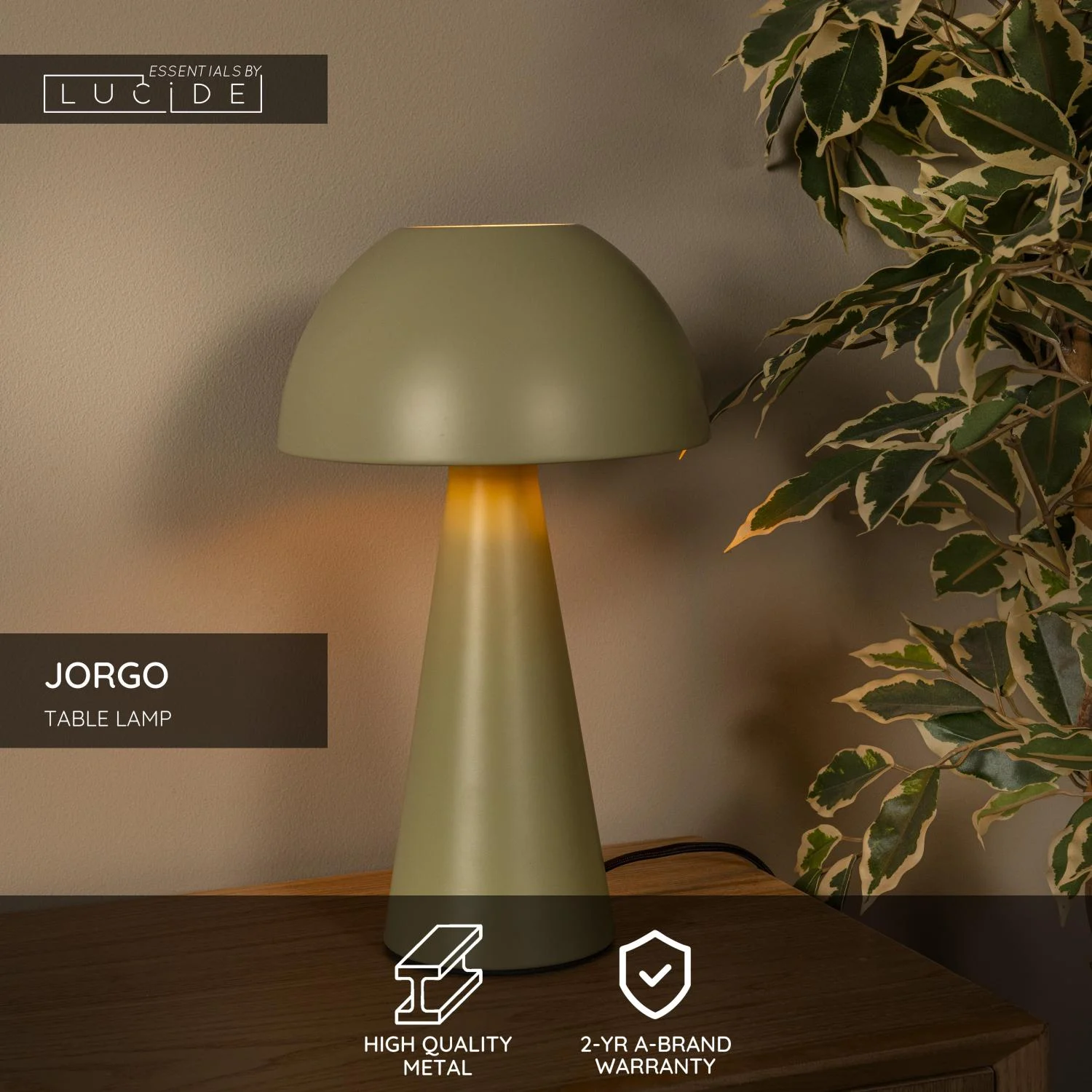 Lucide JORGO - Stolnu00e1 lampa - u00d8 20 cm - 1xE27 - Zelenu00e1 | Essential