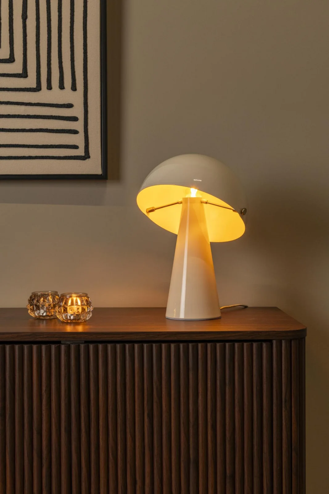 Lucide BARONE - Stolnu00e1 lampa - u00d8 23 cm - 1xE27 - Kru00e9movu00e1 | Nu00e1lada