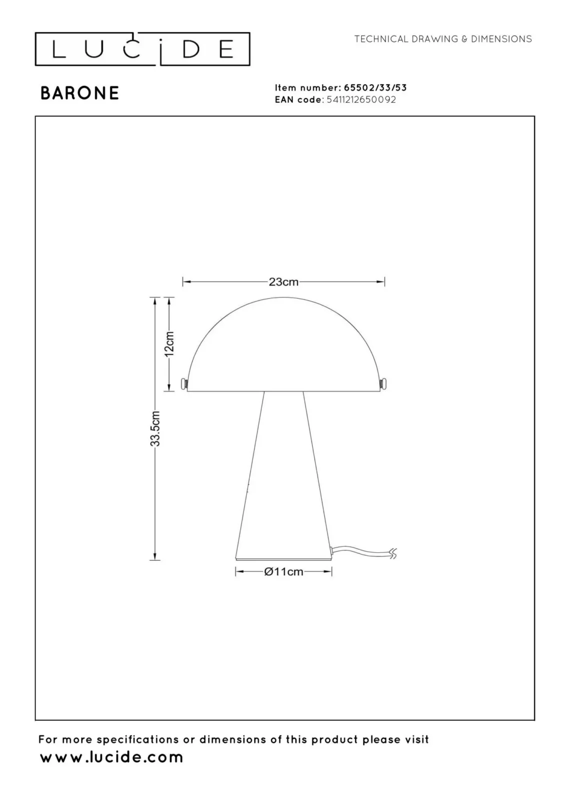 Lucide BARONE - Stolnu00e1 lampa - u00d8 23 cm - 1xE27 - Oranu017eovu00e1 | Nu00e1lada