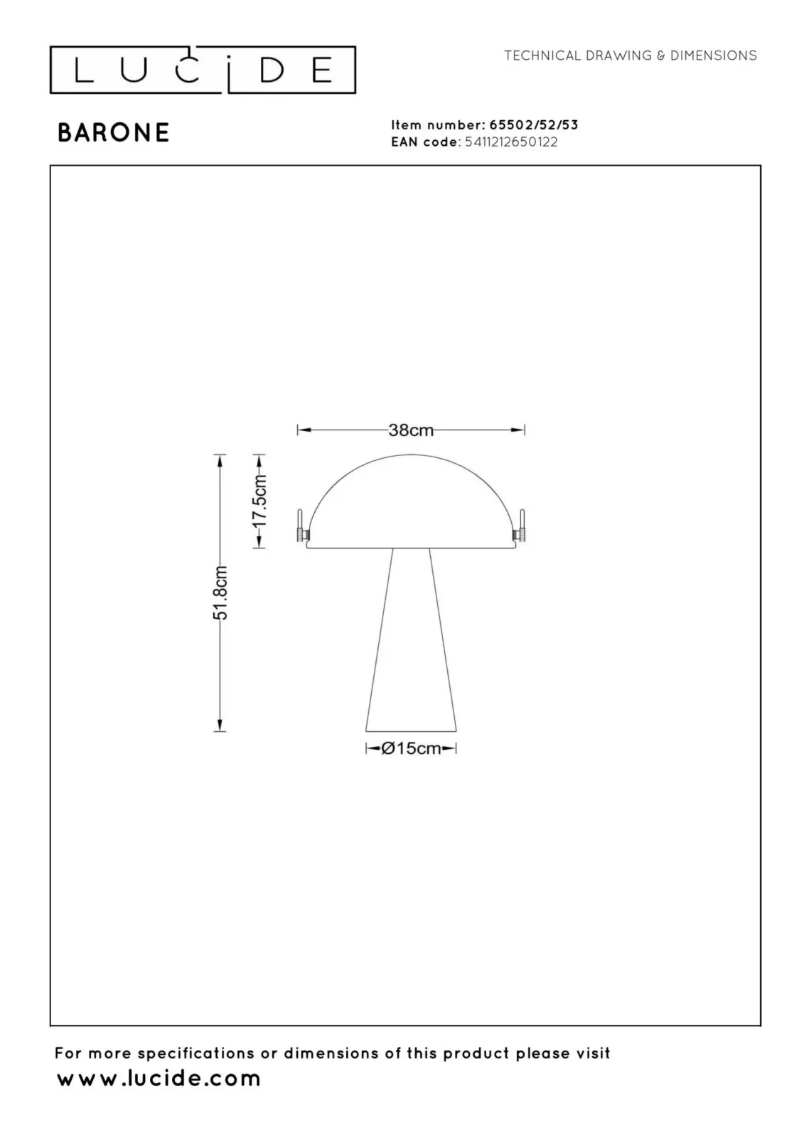Lucide BARONE - Stolnu00e1 lampa - u00d8 38 cm - 1xE27 - Oranu017eovu00e1 | Nu00e1lada