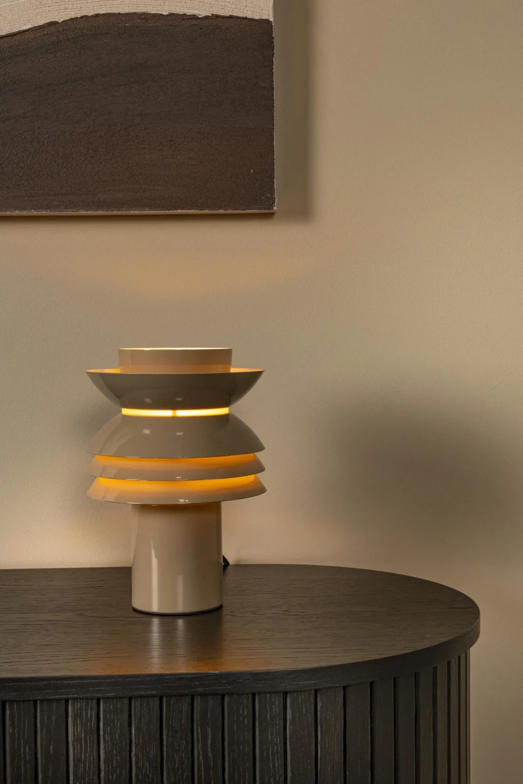 Lucide YINDRA - Stolnu00e1 lampa - u00d8 17,5 cm - 1xE27 - Taupe | Nu00e1lada