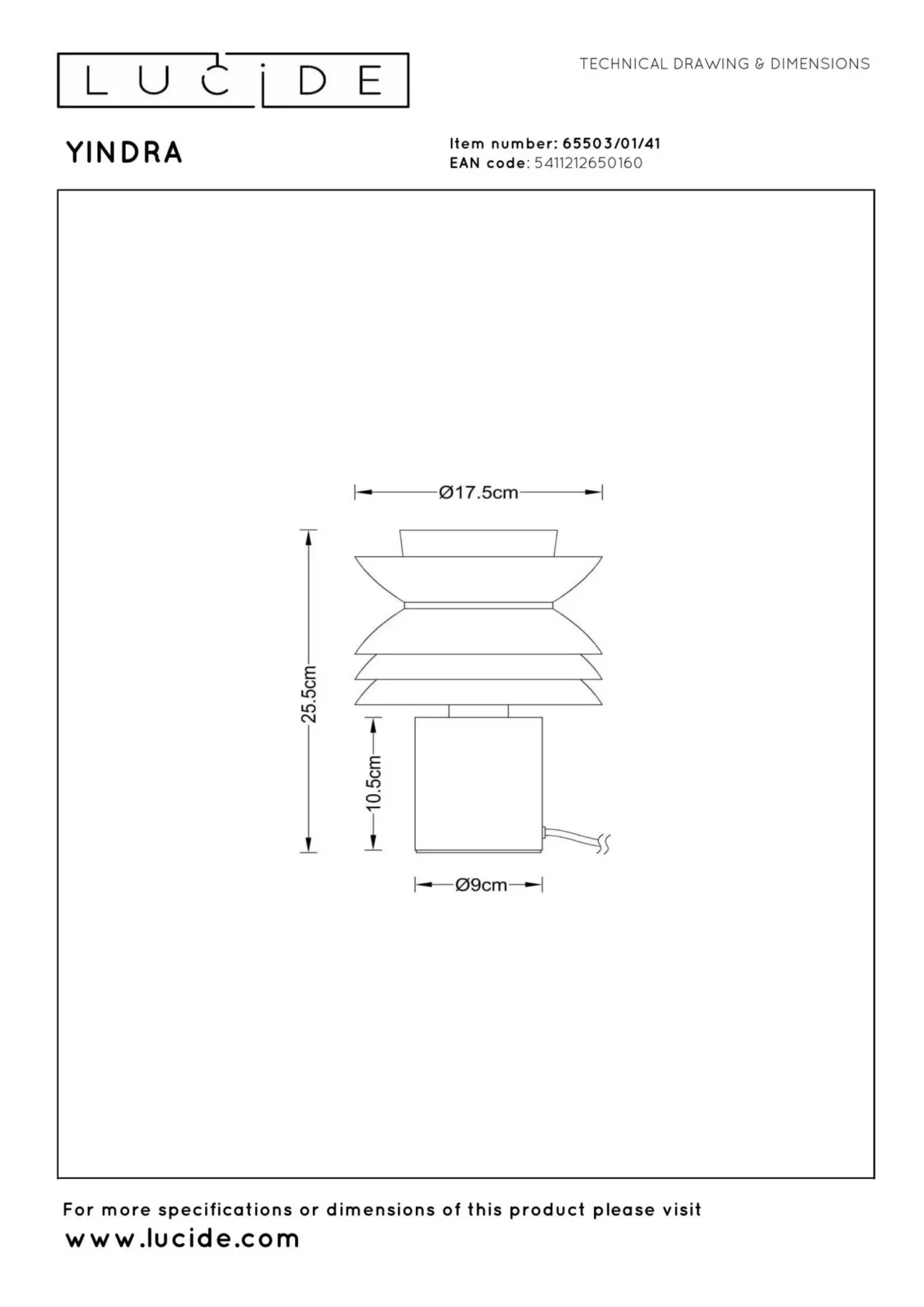 Lucide YINDRA - Stolnu00e1 lampa - u00d8 17,5 cm - 1xE27 - Taupe | Nu00e1lada