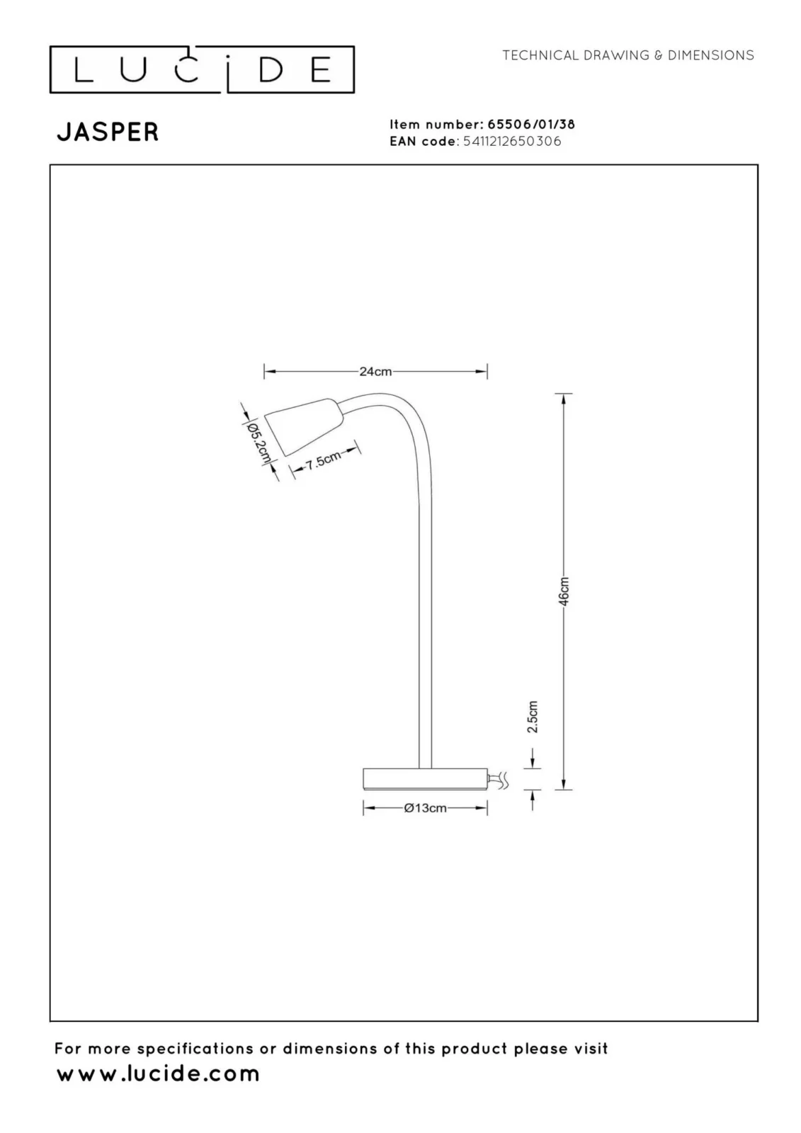 Lucide JASPER - Stolnu00e1 lampa - 1xGU10 - Kru00e9movu00e1 | Essential