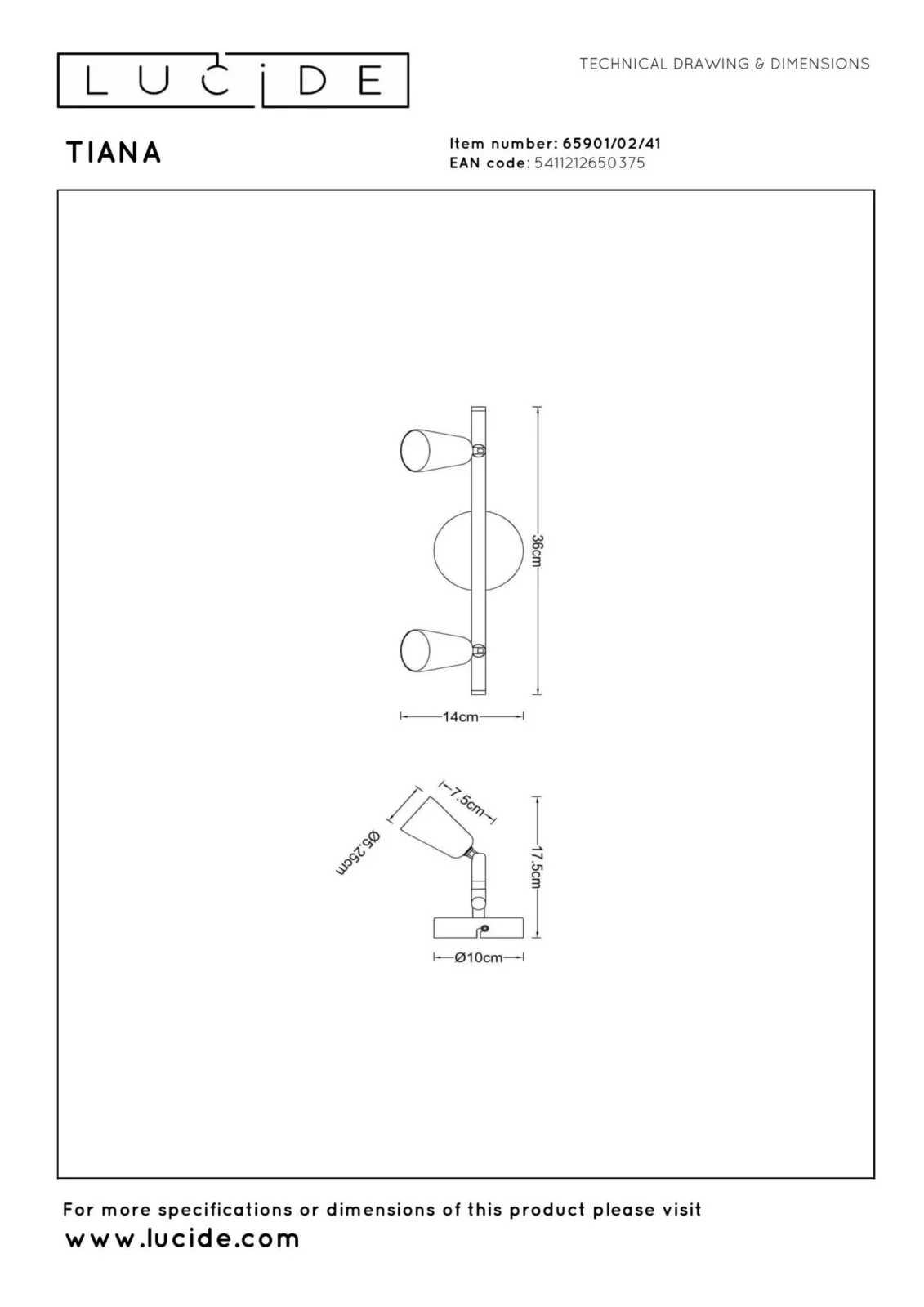 Lucide TIANA - Nu00e1stennu00e9 reflektory / Nu00e1stennu00e9 svetlo - 2xGU10 - Taupe | Essential