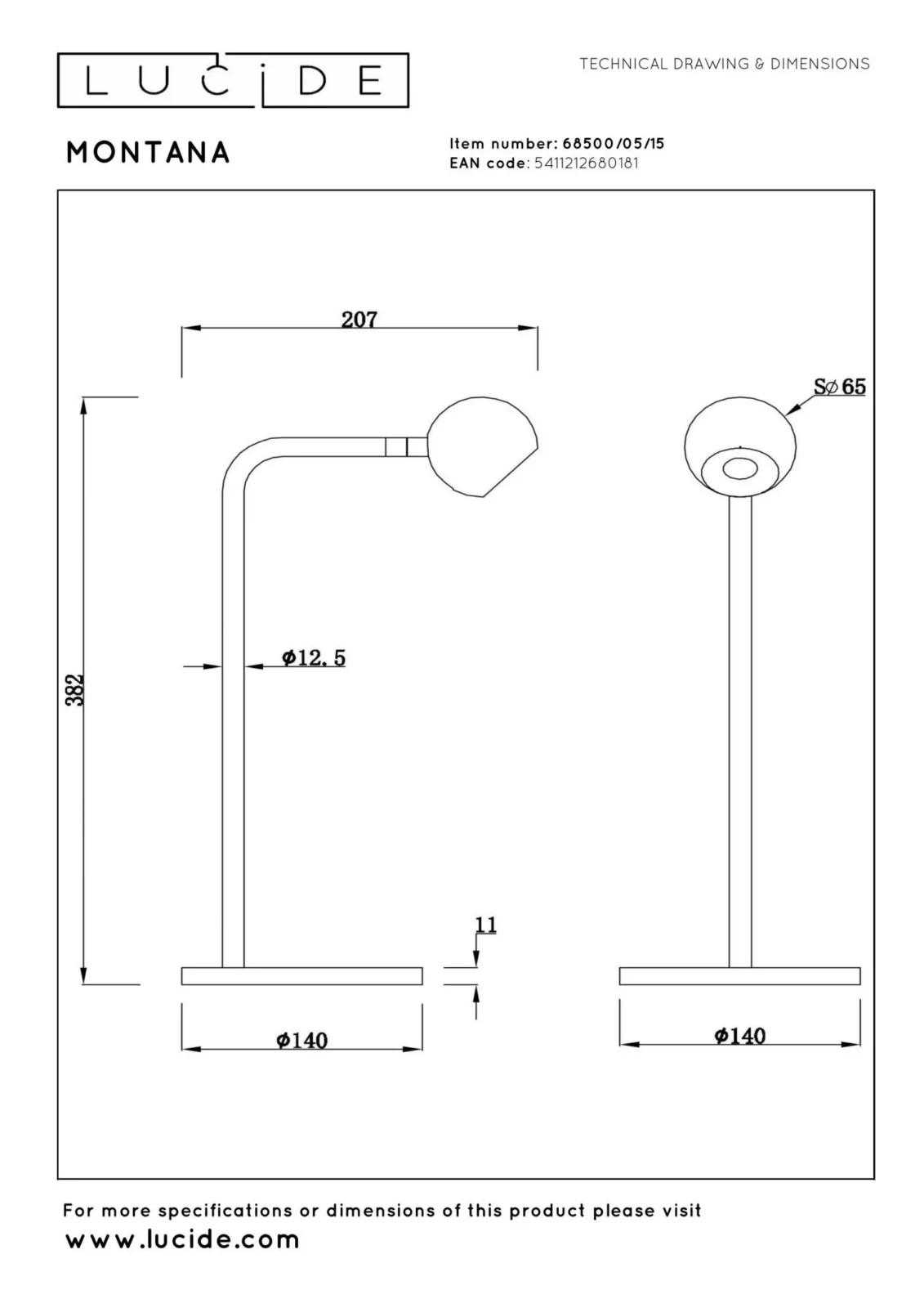 Lucide MONTANA - Stolnu00e1 lampa - LED tlmenu00e1. - 1x5W 2700K - Sivu00e9 u017eelezo | Pru00e9miovu00e9