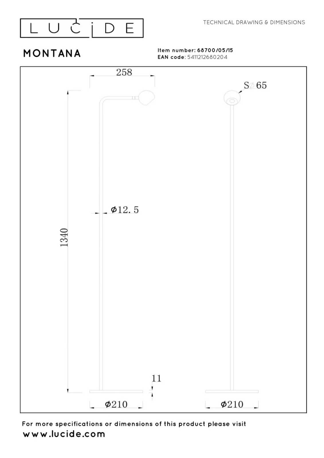 Lucide MONTANA - Stojacia lampa - LED tlmenu00e1 - 1x6,3W 2700K - sivu00e9 u017eelezo | Pru00e9miovu00e9